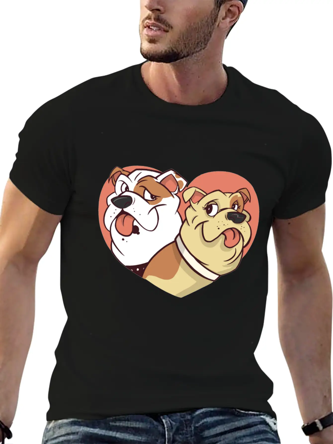 Dog With Heart Dogs Dog Lover Doggy Bulldog Timeless Short Sleeve Tee – Comfy And Minimalist Design