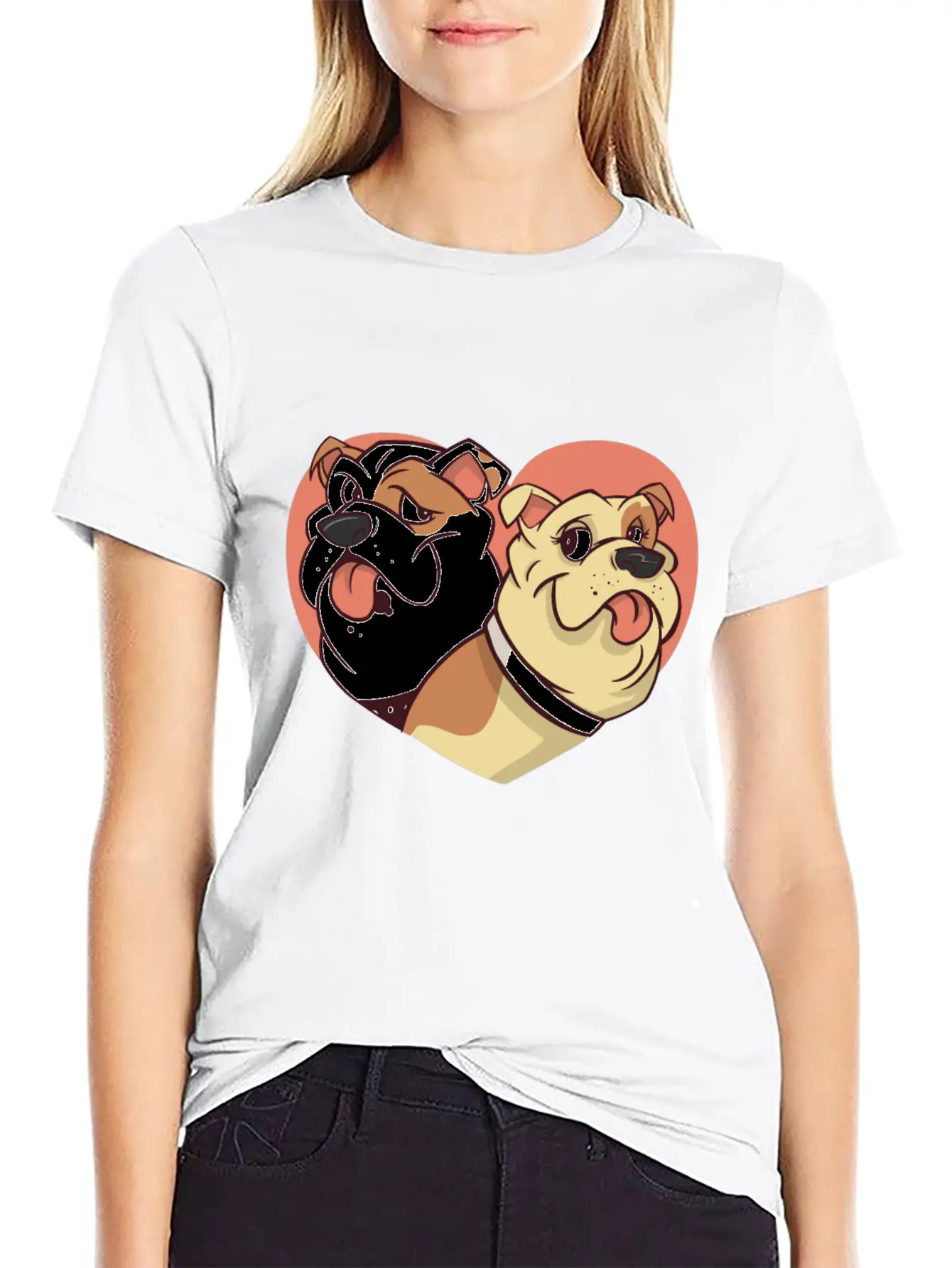 Dog With Heart Dogs Dog Lover Doggy Bulldog Timeless Short Sleeve Tee – Comfy And Minimalist Design