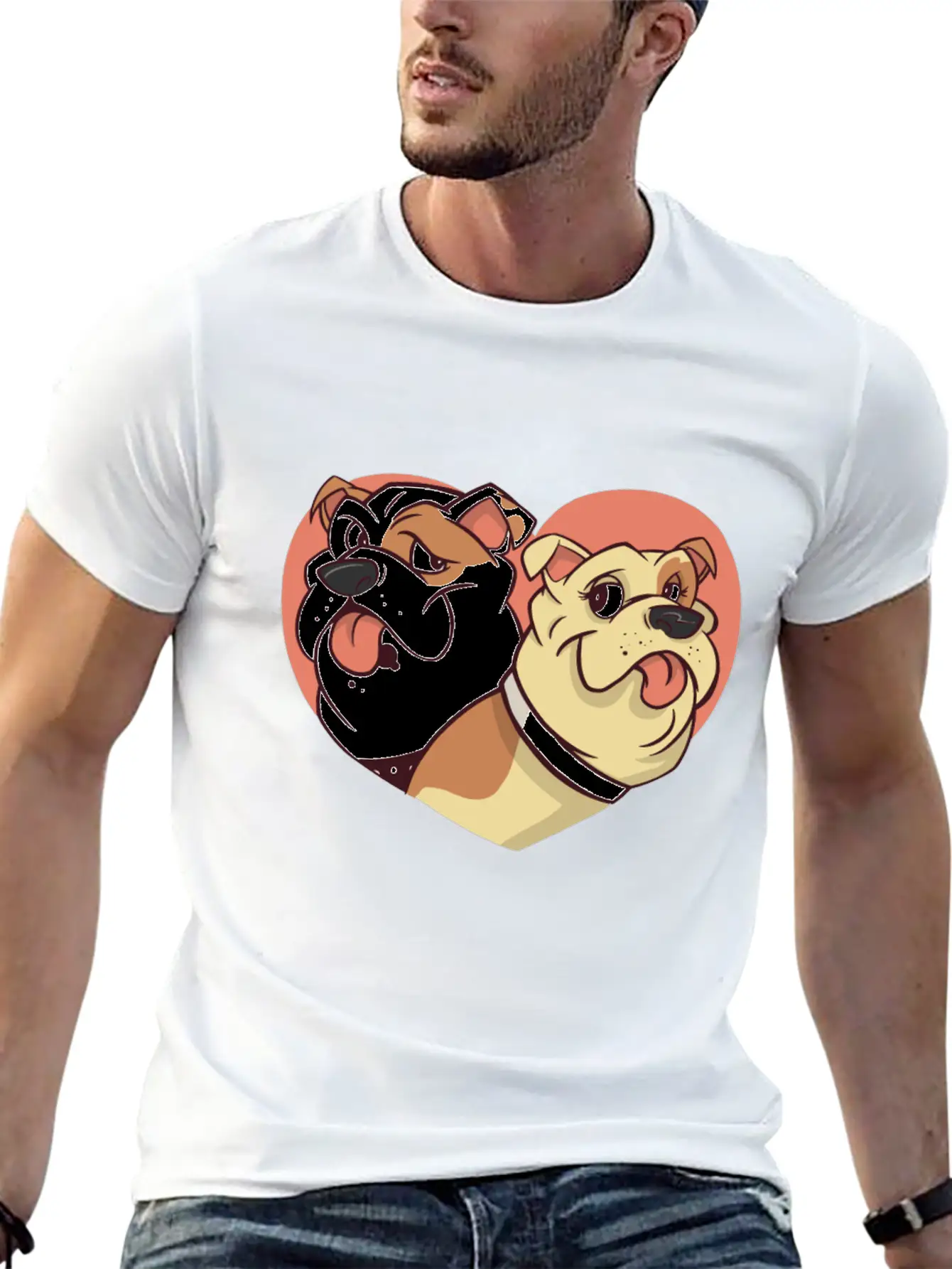 Dog With Heart Dogs Dog Lover Doggy Bulldog Timeless Short Sleeve Tee – Comfy And Minimalist Design