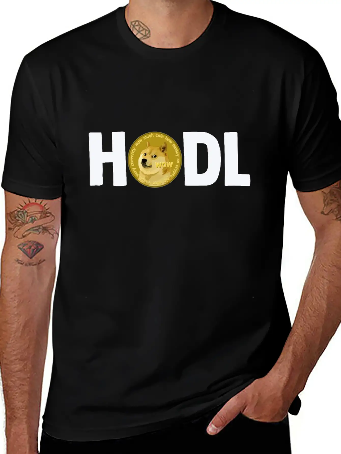 Doge Dogecoin Crypto HODL Gift Unisex Short Sleeve Soft Cotton T-Shirt – Casual Everyday Wear