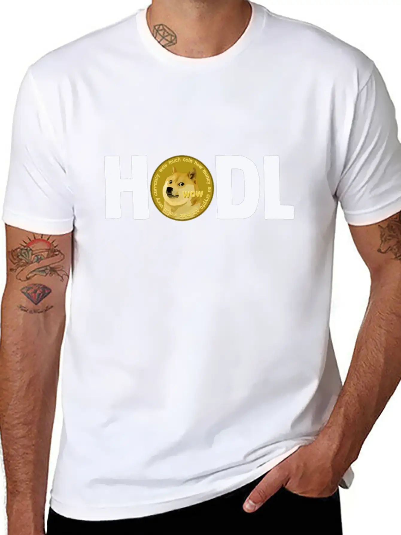 Doge Dogecoin Crypto HODL Gift Unisex Short Sleeve Soft Cotton T-Shirt – Casual Everyday Wear