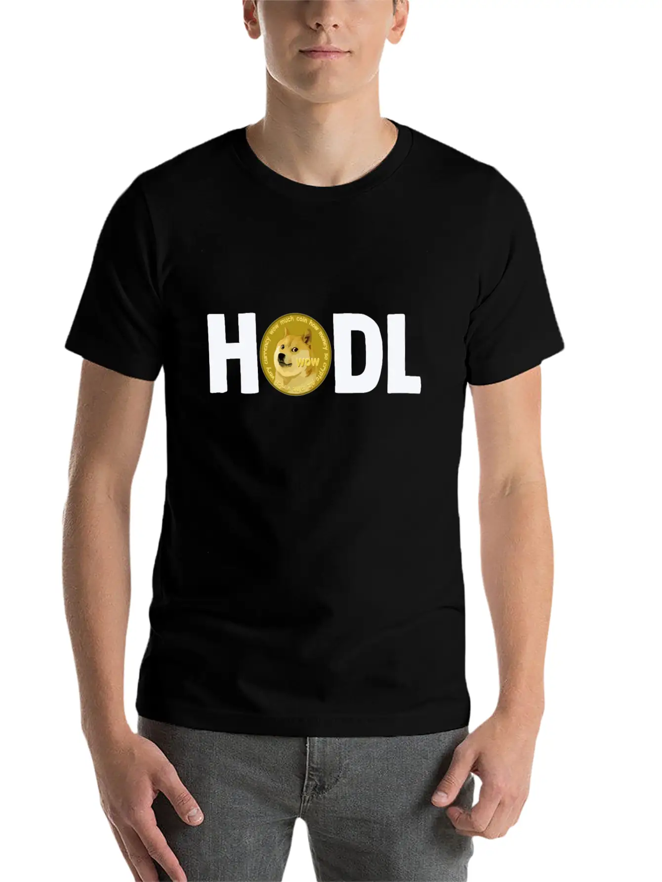 Doge Dogecoin Crypto HODL Gift Unisex Short Sleeve Soft Cotton T-Shirt – Casual Everyday Wear
