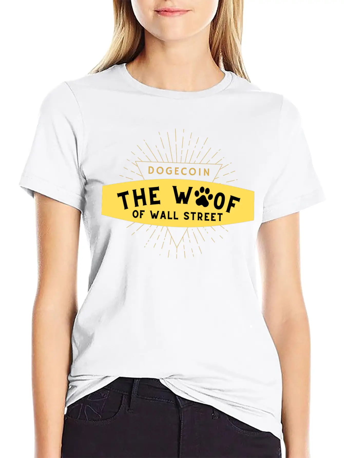 Dogecoin The Woof Unisex Short Sleeve Soft Cotton T-Shirt – Casual Everyday Wear
