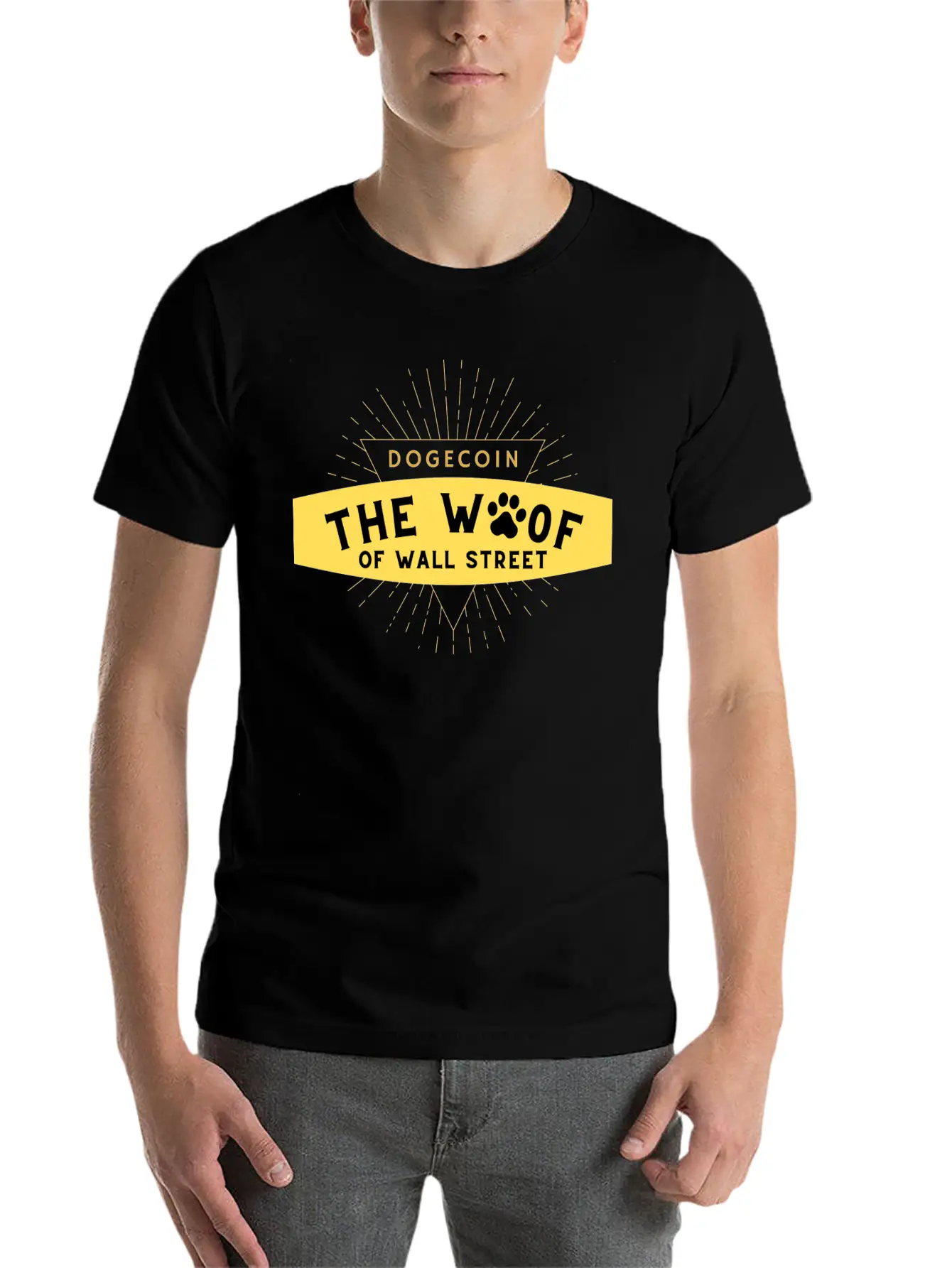 Dogecoin The Woof Unisex Short Sleeve Soft Cotton T-Shirt – Casual Everyday Wear