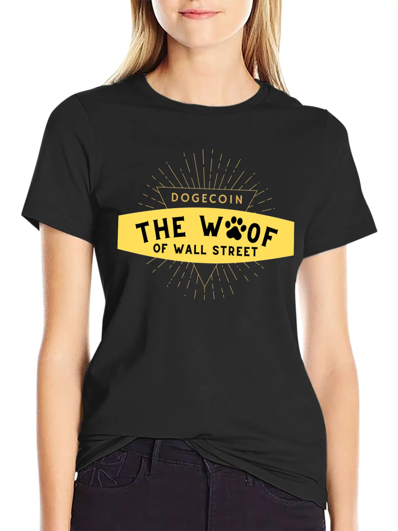 Dogecoin The Woof Unisex Short Sleeve Soft Cotton T-Shirt – Casual Everyday Wear