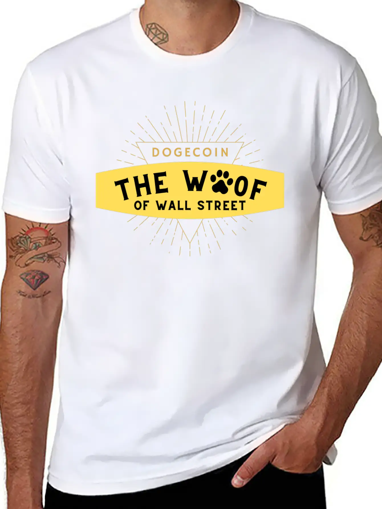 Dogecoin The Woof Unisex Short Sleeve Soft Cotton T-Shirt – Casual Everyday Wear