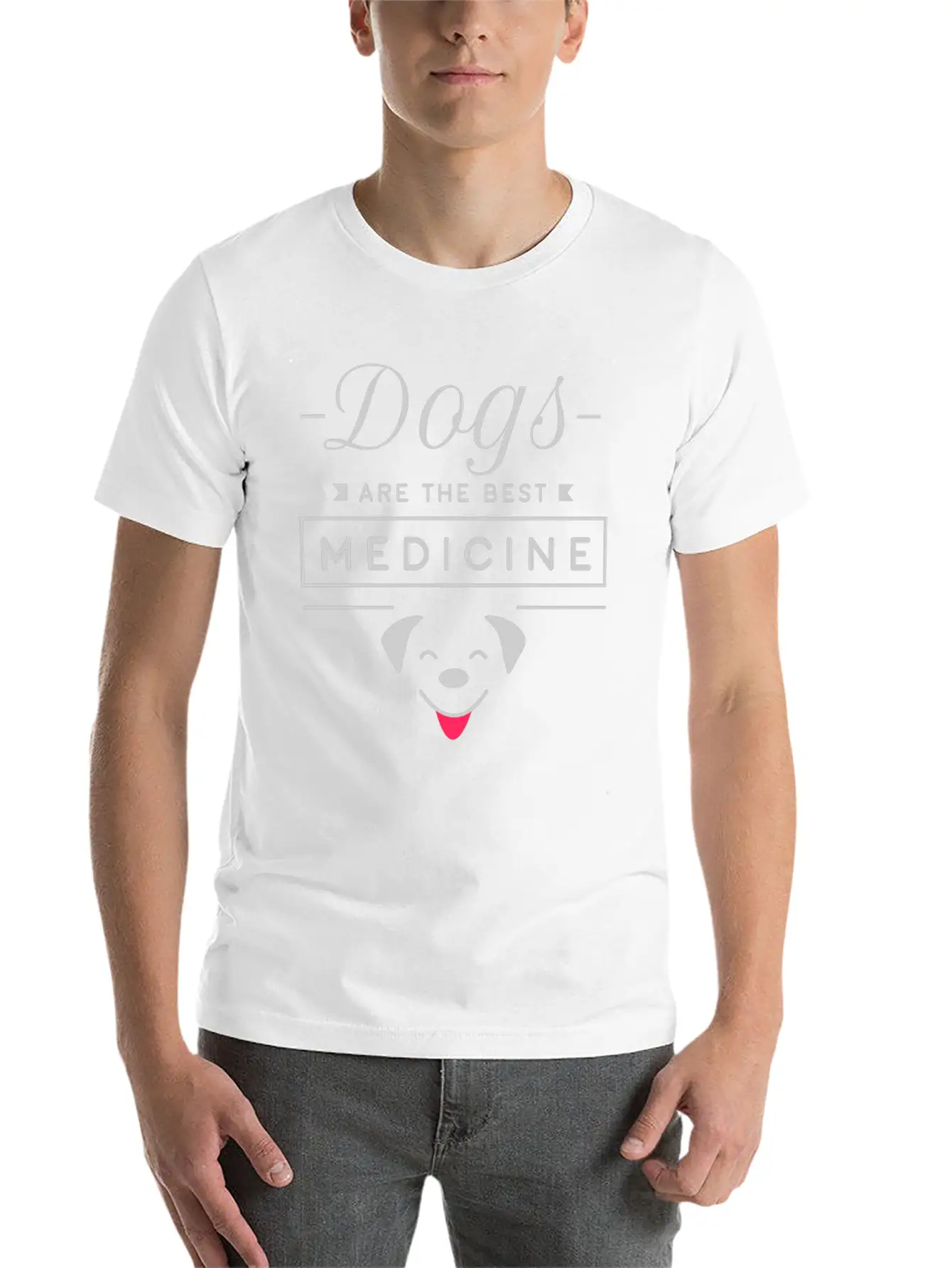 Dogs Are The Best Medicine Stylish Everyday T-Shirt – Unisex Basic Cotton Tee
