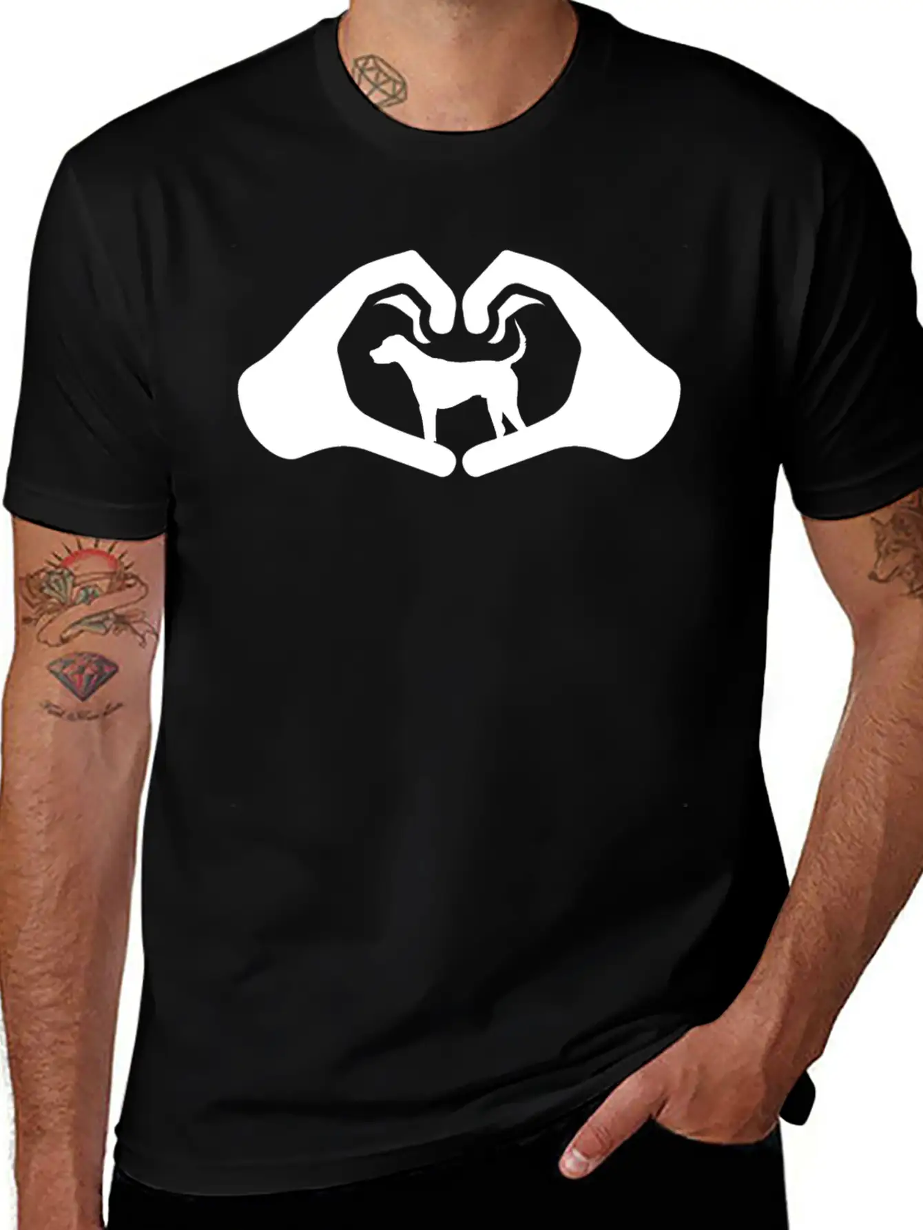 Dogs Heart Hands Heart Shape Gift Timeless Short Sleeve Tee – Comfy And Minimalist Design