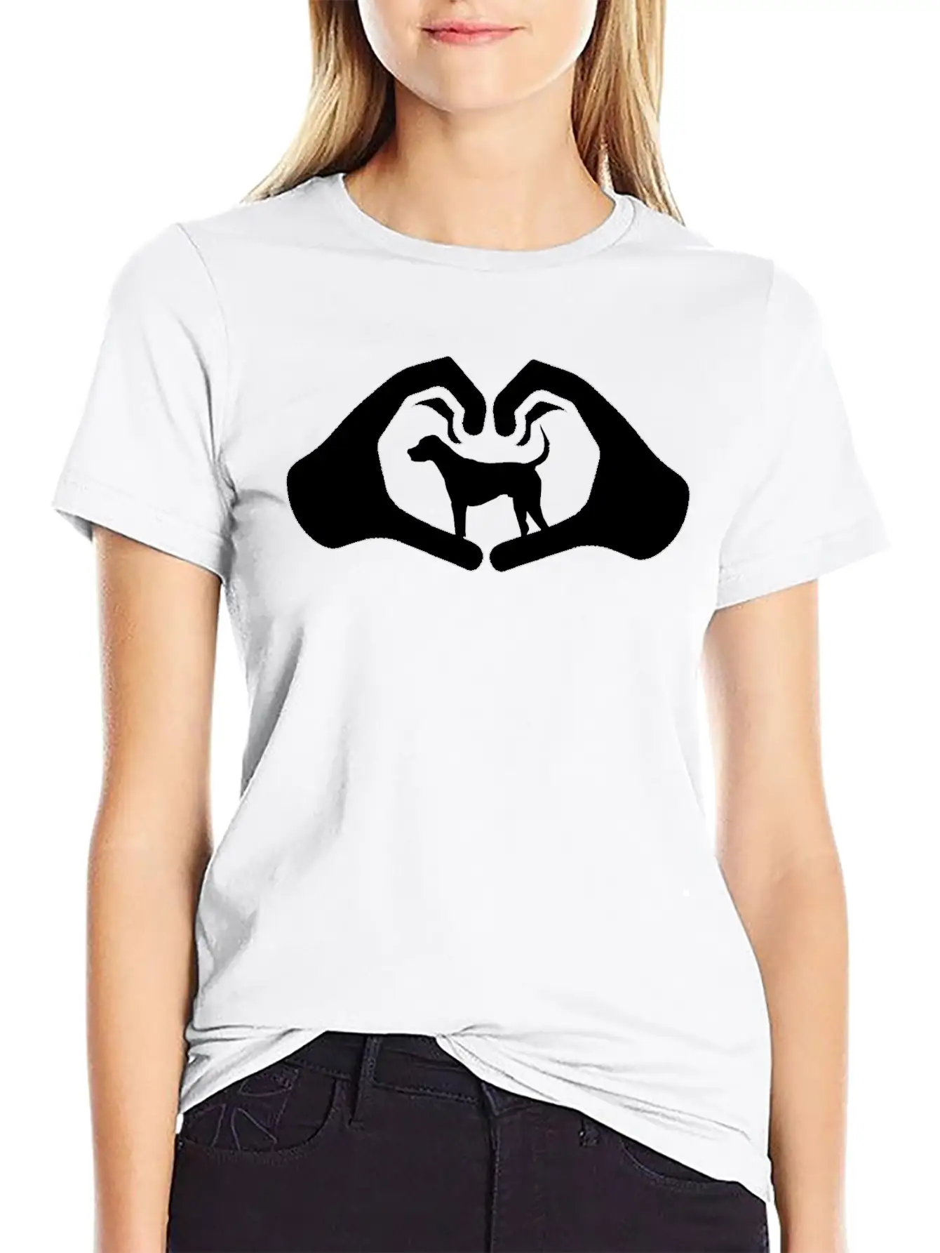 Dogs Heart Hands Heart Shape Gift Timeless Short Sleeve Tee – Comfy And Minimalist Design