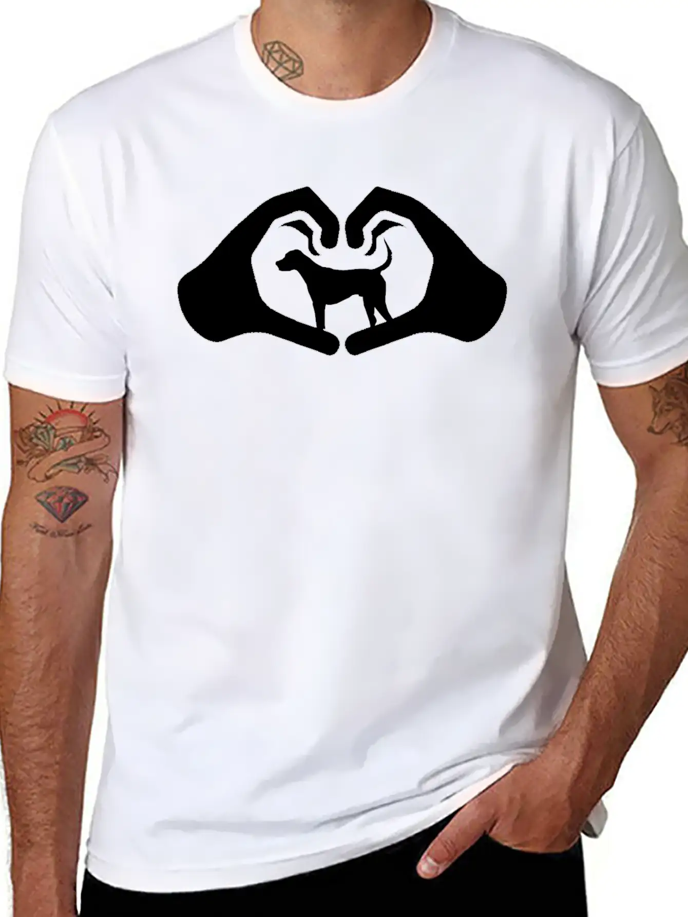 Dogs Heart Hands Heart Shape Gift Timeless Short Sleeve Tee – Comfy And Minimalist Design