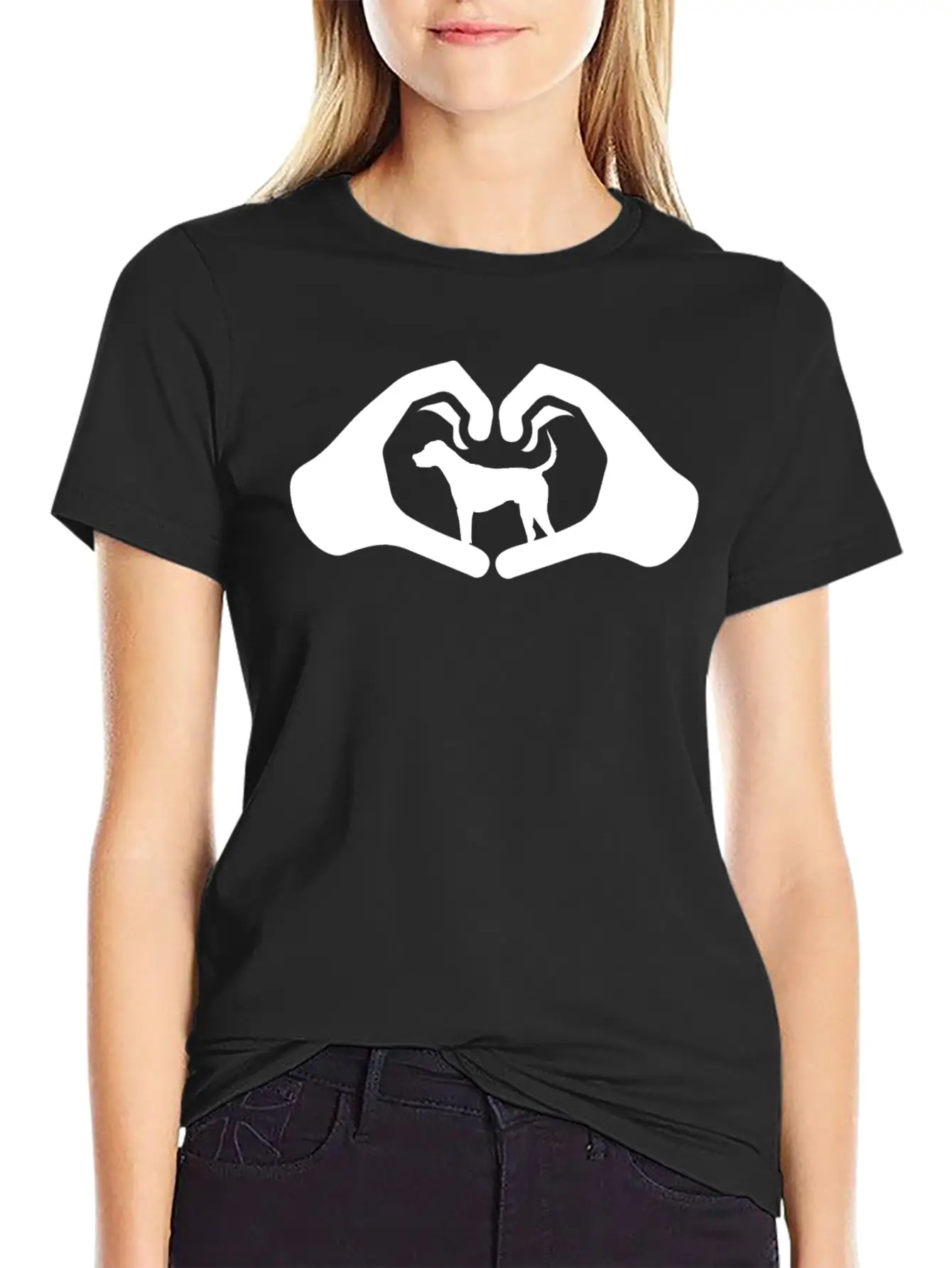 Dogs Heart Hands Heart Shape Gift Timeless Short Sleeve Tee – Comfy And Minimalist Design
