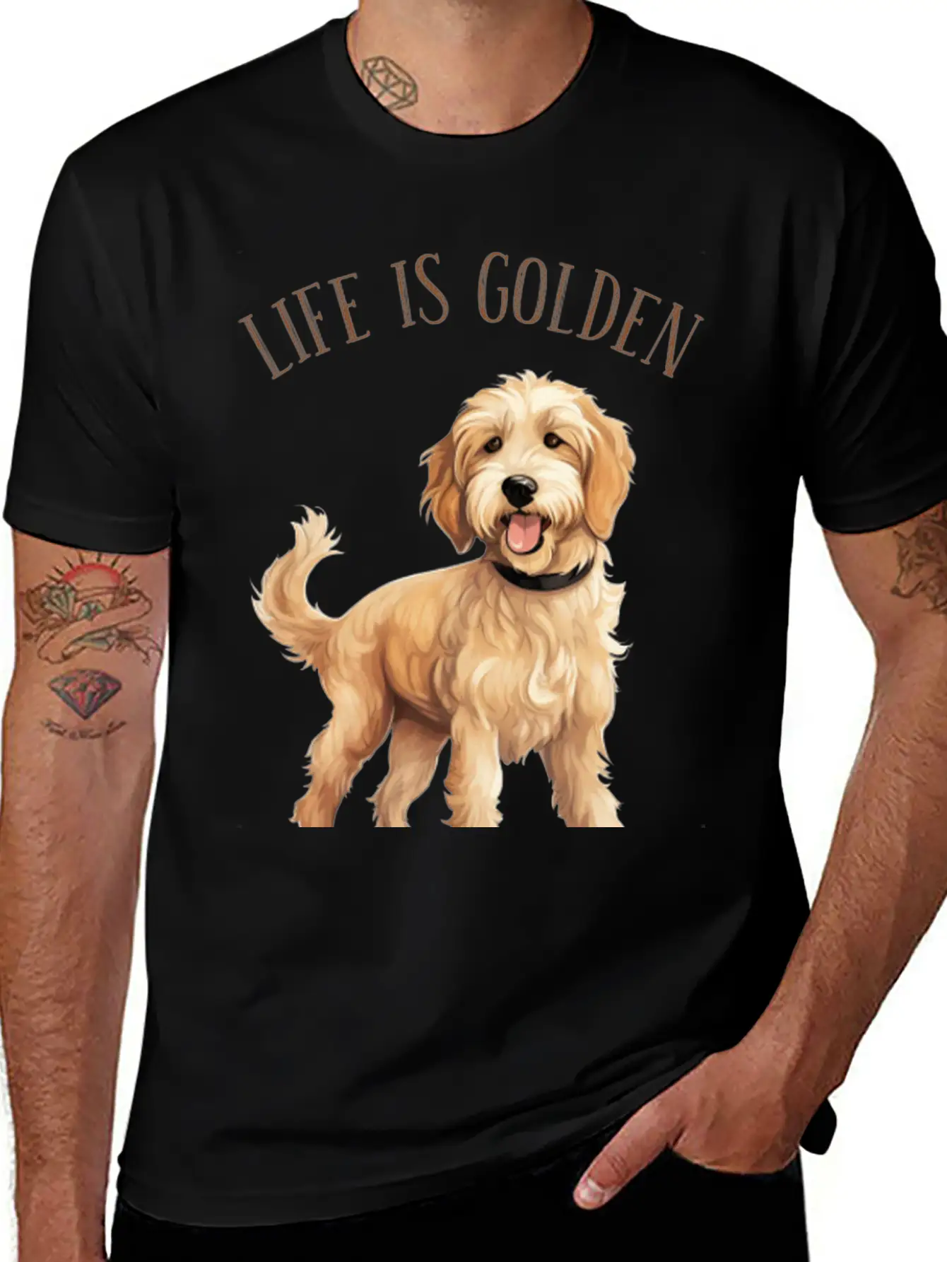 Dogs Lovers, Life Is Golden, With My Doodle Dogs Timeless Short Sleeve Tee – Comfy And Minimalist Design
