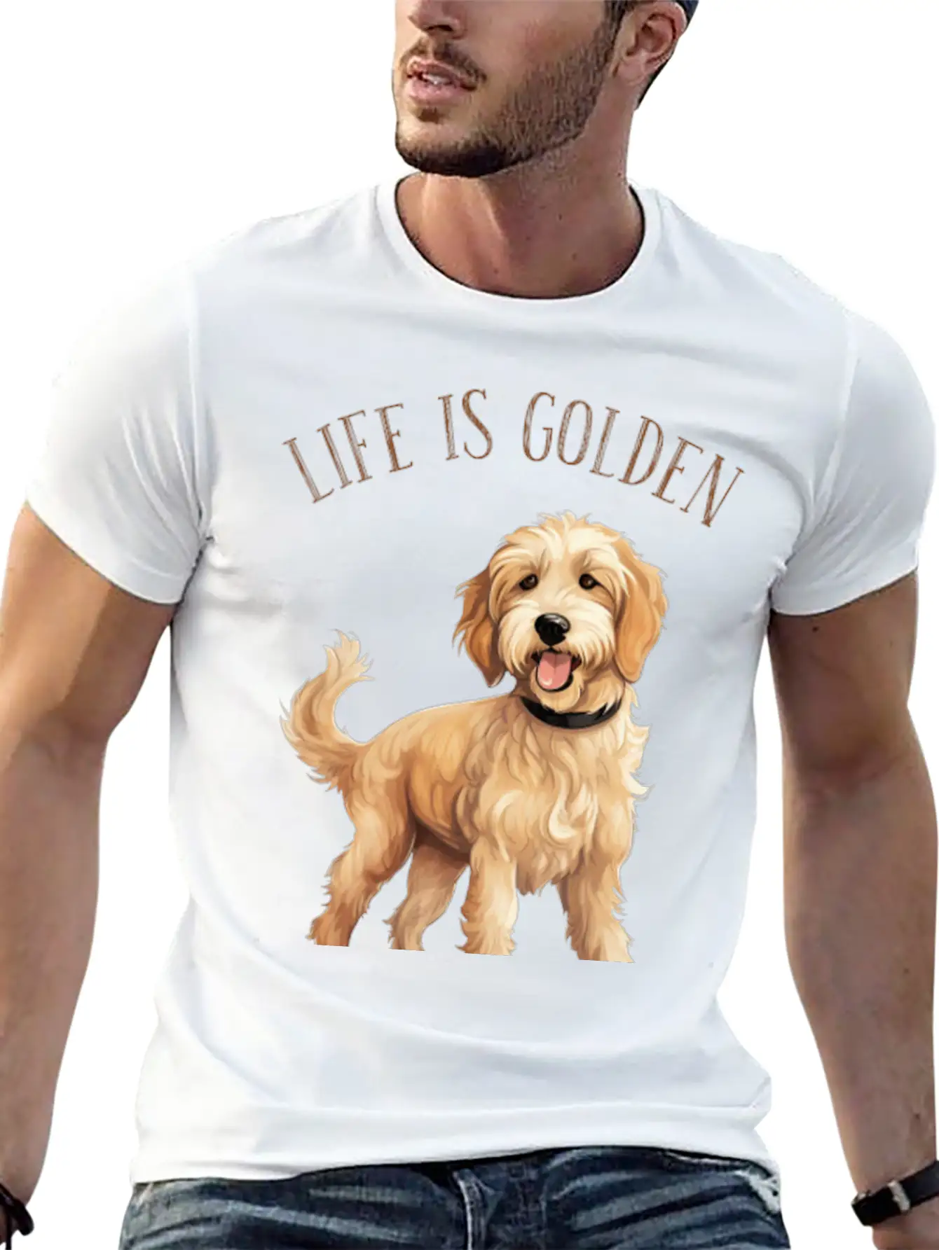 Dogs Lovers, Life Is Golden, With My Doodle Dogs Timeless Short Sleeve Tee – Comfy And Minimalist Design