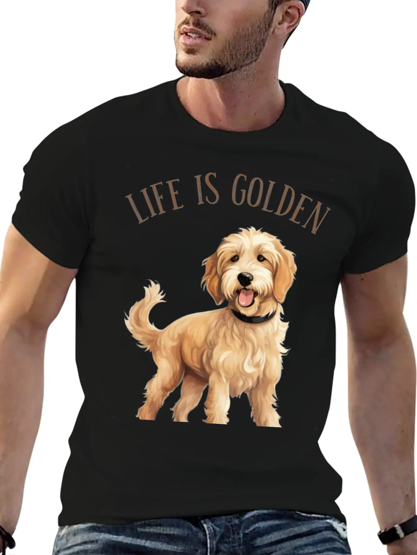 Dogs Lovers, Life Is Golden, With My Doodle Dogs Timeless Short Sleeve Tee – Comfy And Minimalist Design