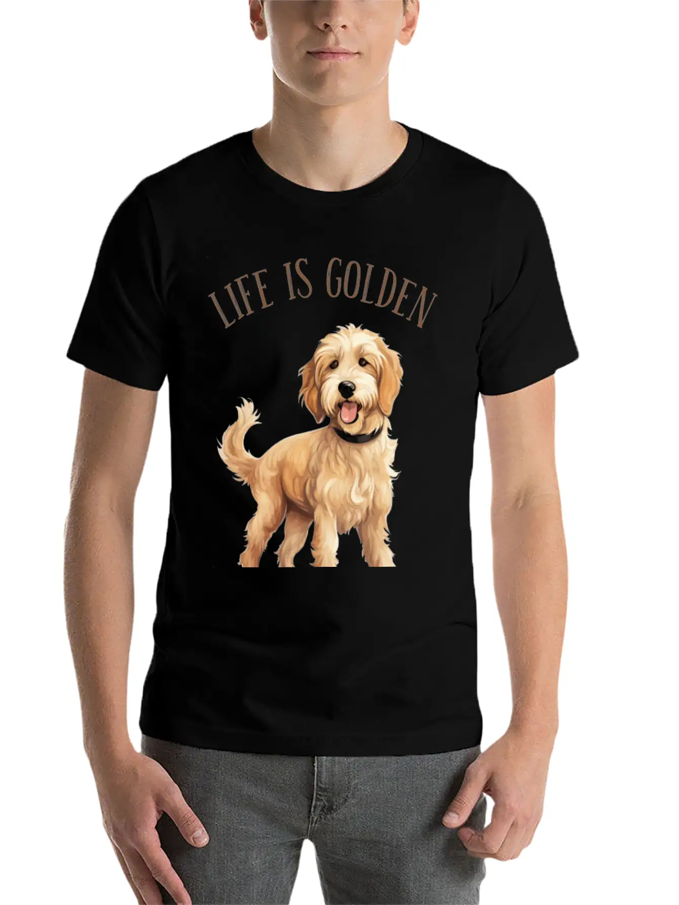 Dogs Lovers, Life Is Golden, With My Doodle Dogs Timeless Short Sleeve Tee – Comfy And Minimalist Design