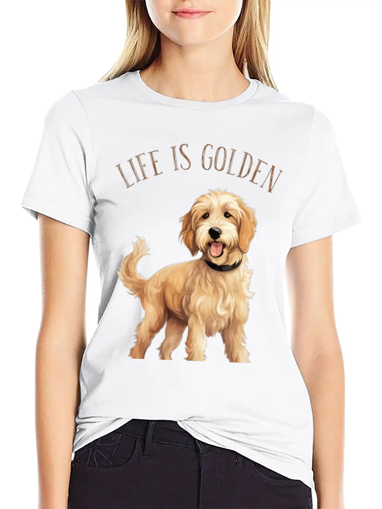 Dogs Lovers, Life Is Golden, With My Doodle Dogs Timeless Short Sleeve Tee – Comfy And Minimalist Design