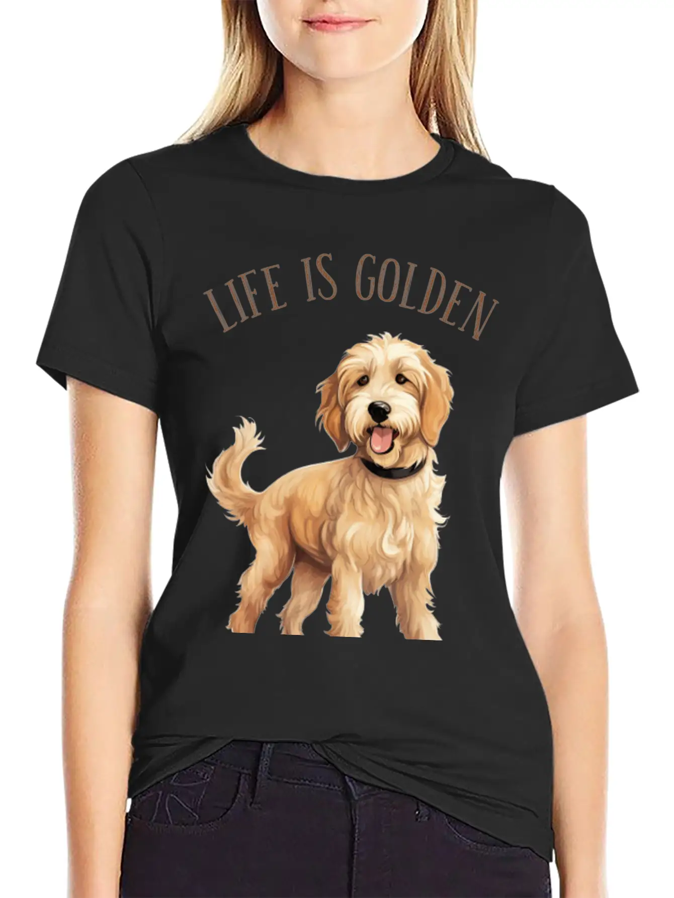 Dogs Lovers, Life Is Golden, With My Doodle Dogs Timeless Short Sleeve Tee – Comfy And Minimalist Design