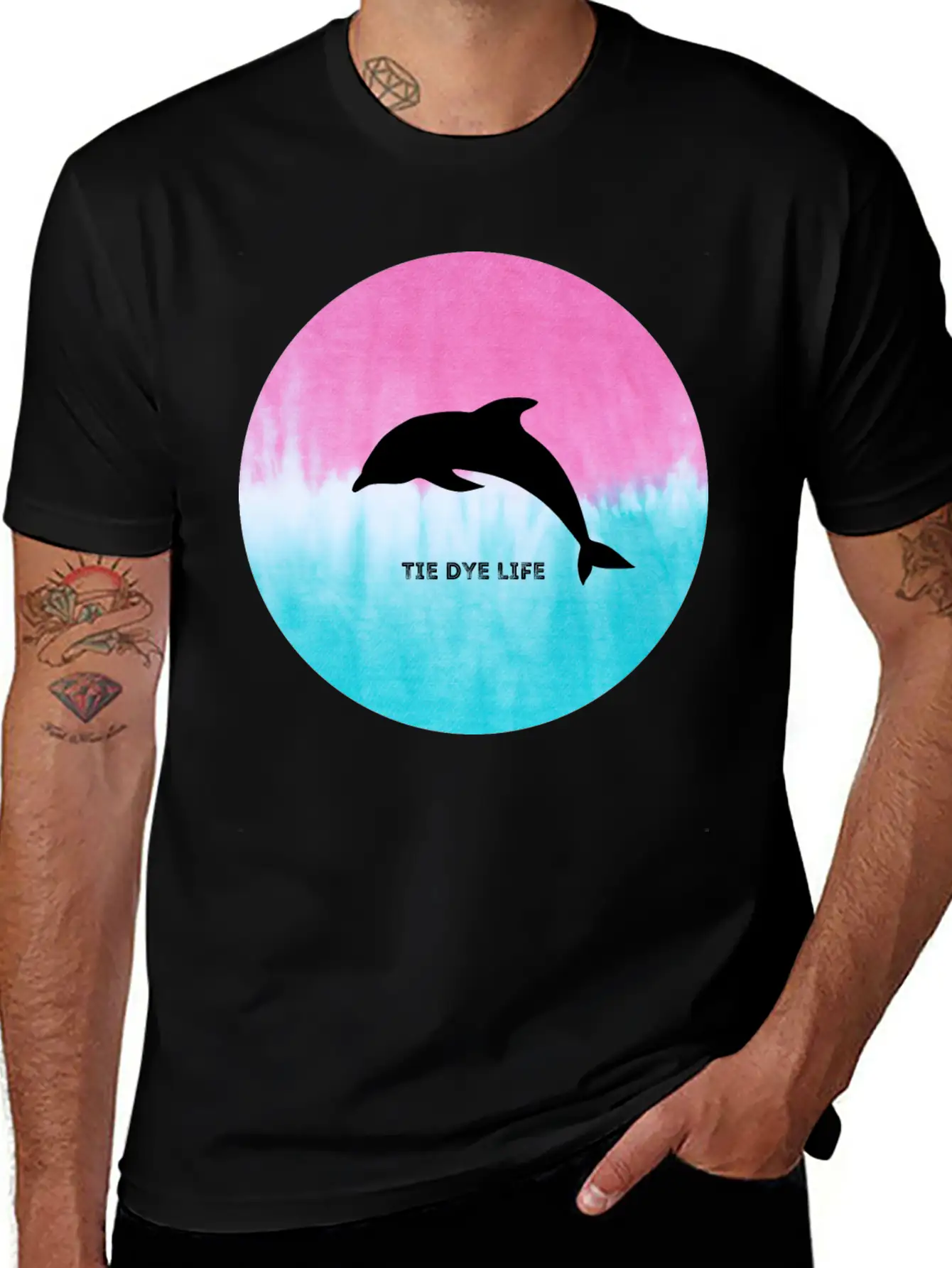 Dolphin Tie Dye Life Basic Graphic T-Shirt – Daily Comfort In Soft Cotton