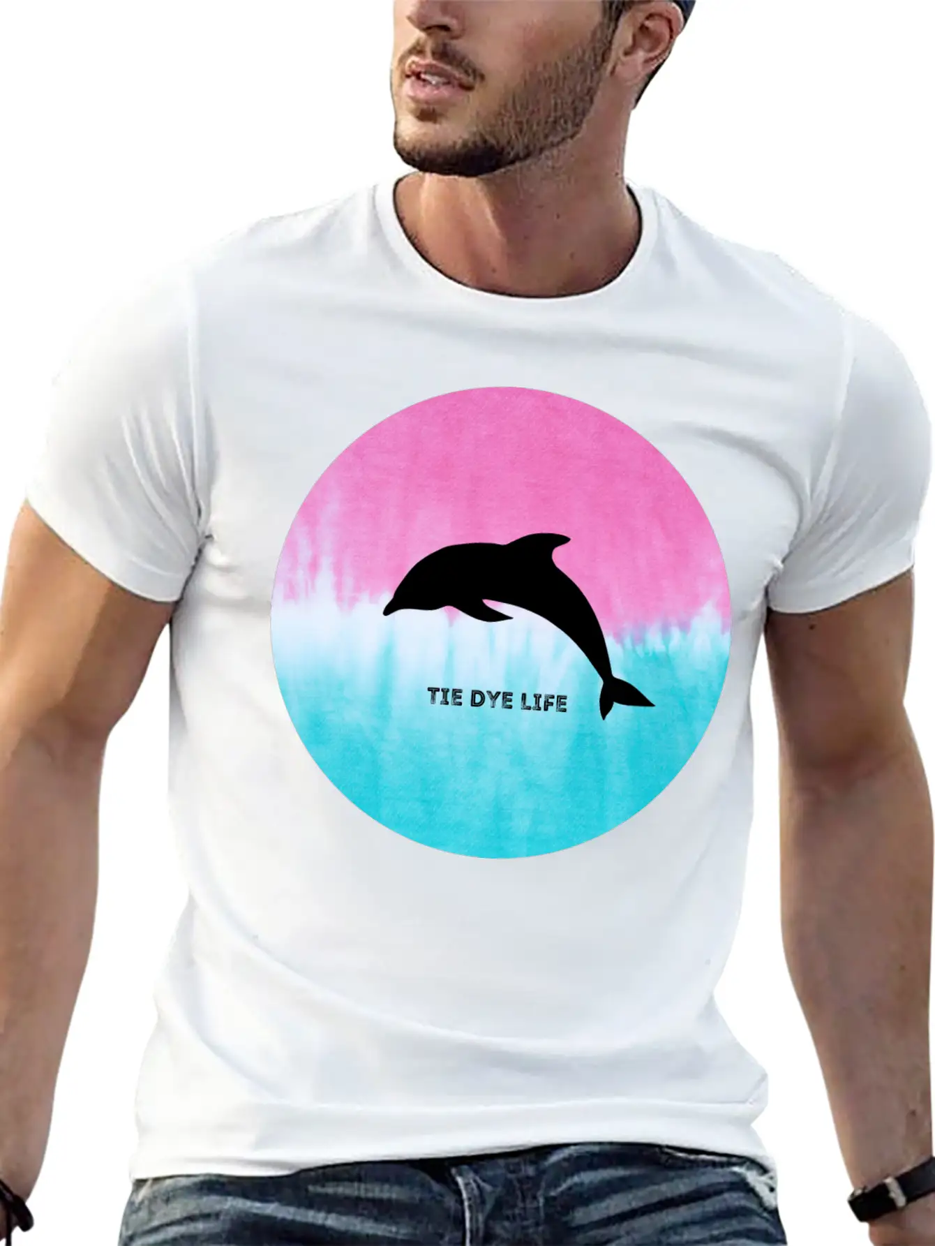 Dolphin Tie Dye Life Basic Graphic T-Shirt – Daily Comfort In Soft Cotton