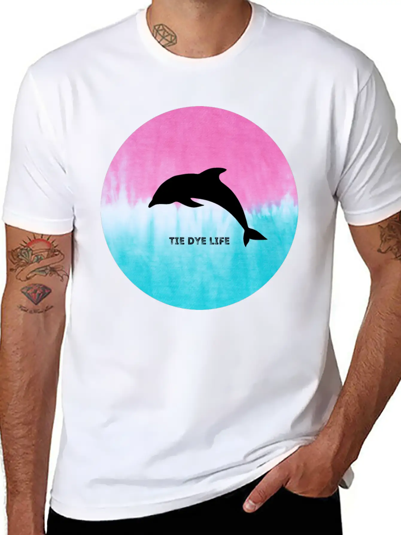 Dolphin Tie Dye Life Basic Graphic T-Shirt – Daily Comfort In Soft Cotton