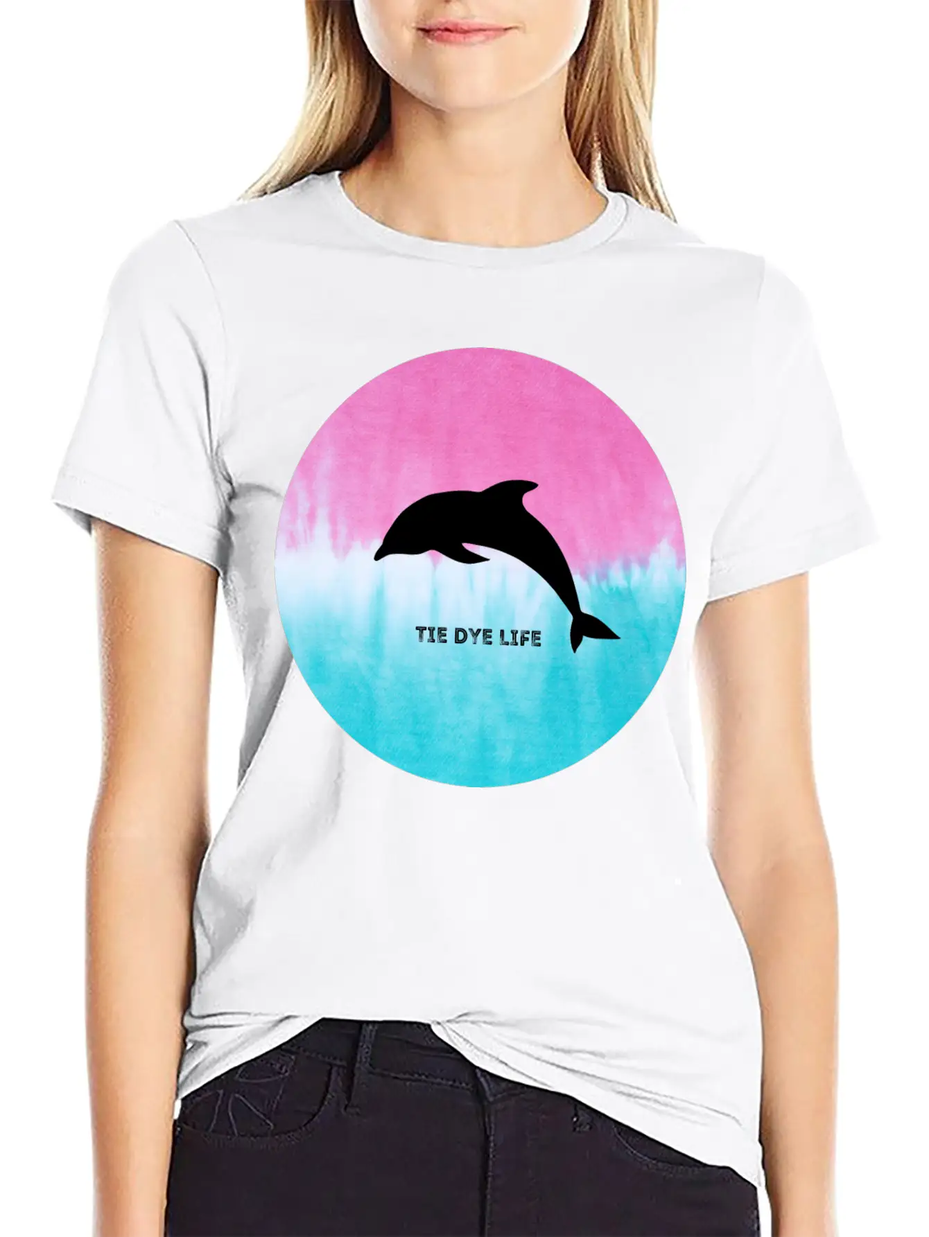 Dolphin Tie Dye Life Basic Graphic T-Shirt – Daily Comfort In Soft Cotton
