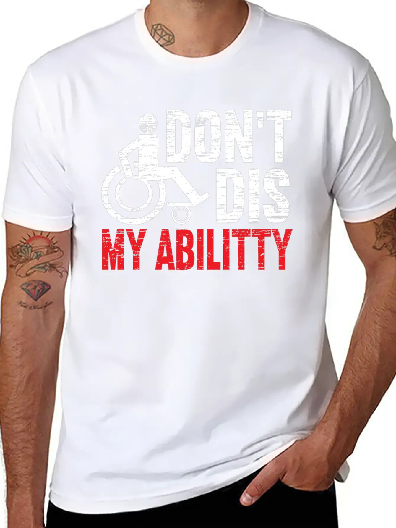 Don't Dis My Ability Wheelchair Handicap Disabled Timeless Short Sleeve Tee – Comfy And Minimalist Design