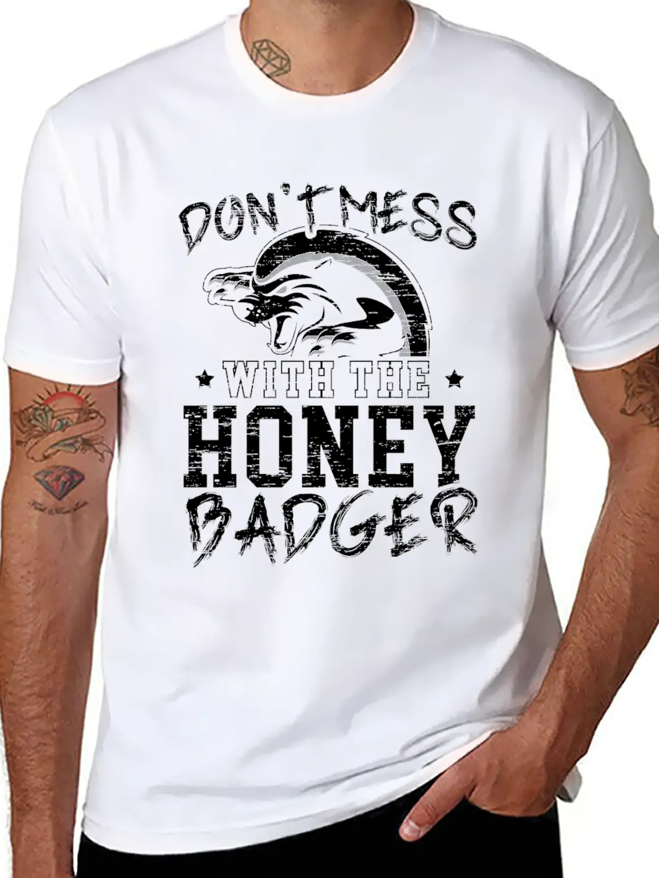 Don't Mess With The Honey Badger Fearless Animal Essential Unisex Summer Tee – Soft Cotton Casual Fit