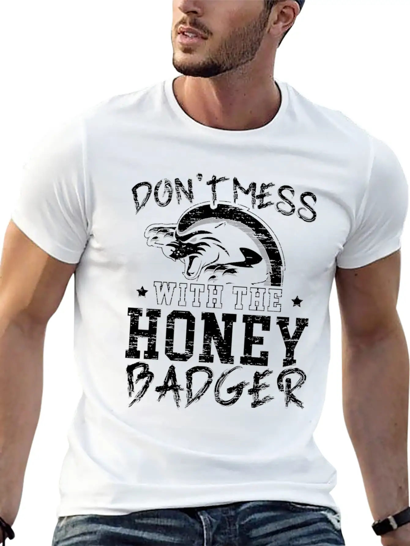 Don't Mess With The Honey Badger Fearless Animal Essential Unisex Summer Tee – Soft Cotton Casual Fit