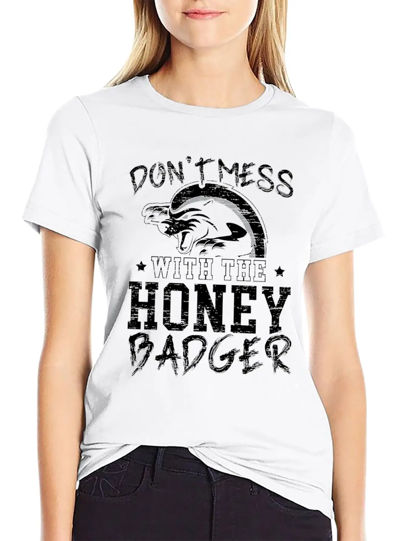Don't Mess With The Honey Badger Fearless Animal Essential Unisex Summer Tee – Soft Cotton Casual Fit