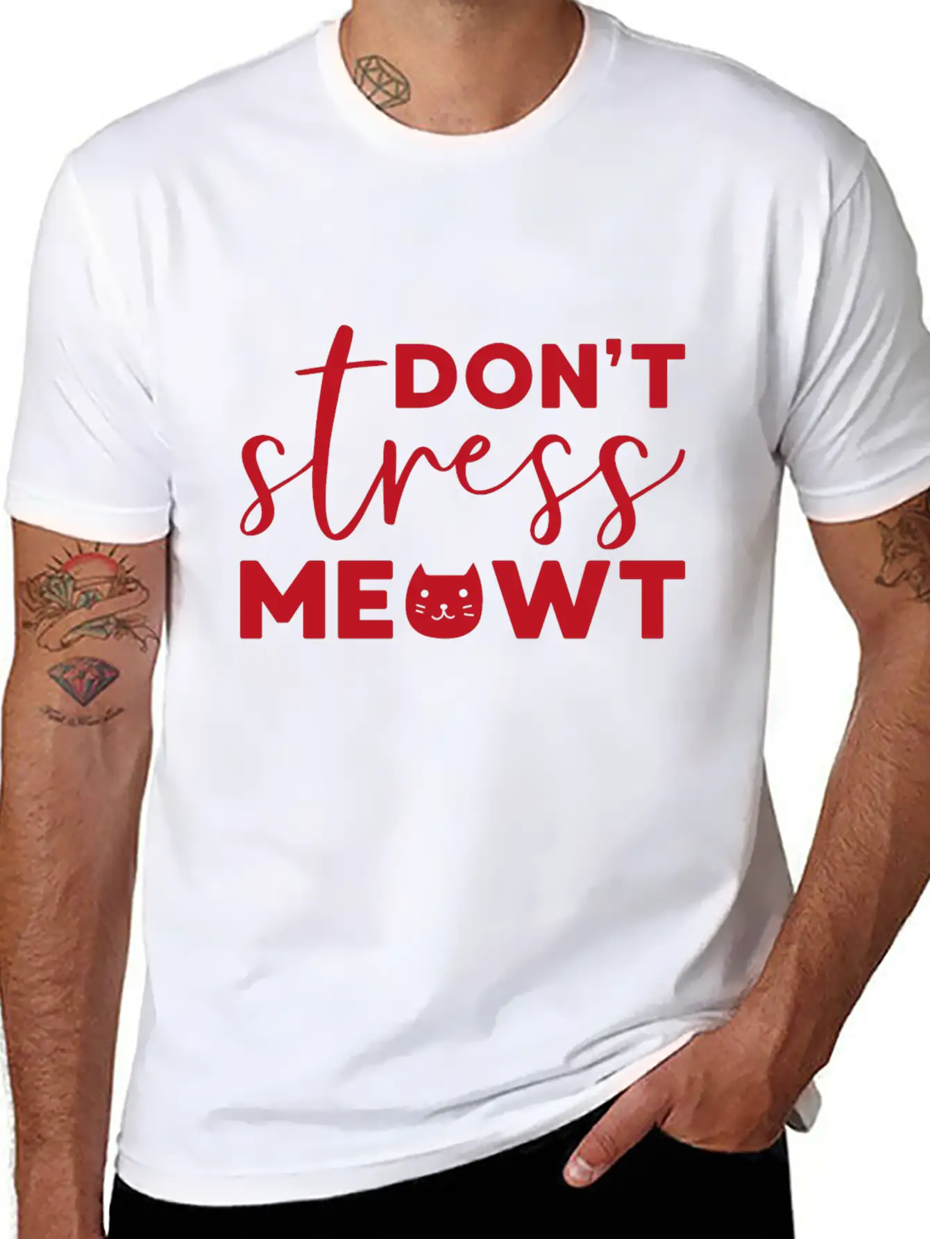 Don't Stress Meowt Gift Cat Pets Stylish Everyday T-Shirt – Unisex Basic Cotton Tee