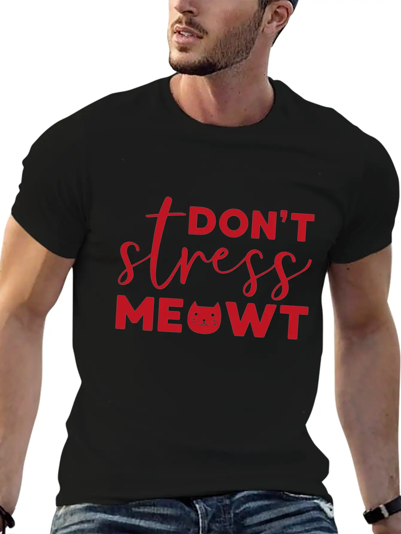 Don't Stress Meowt Gift Cat Pets Stylish Everyday T-Shirt – Unisex Basic Cotton Tee