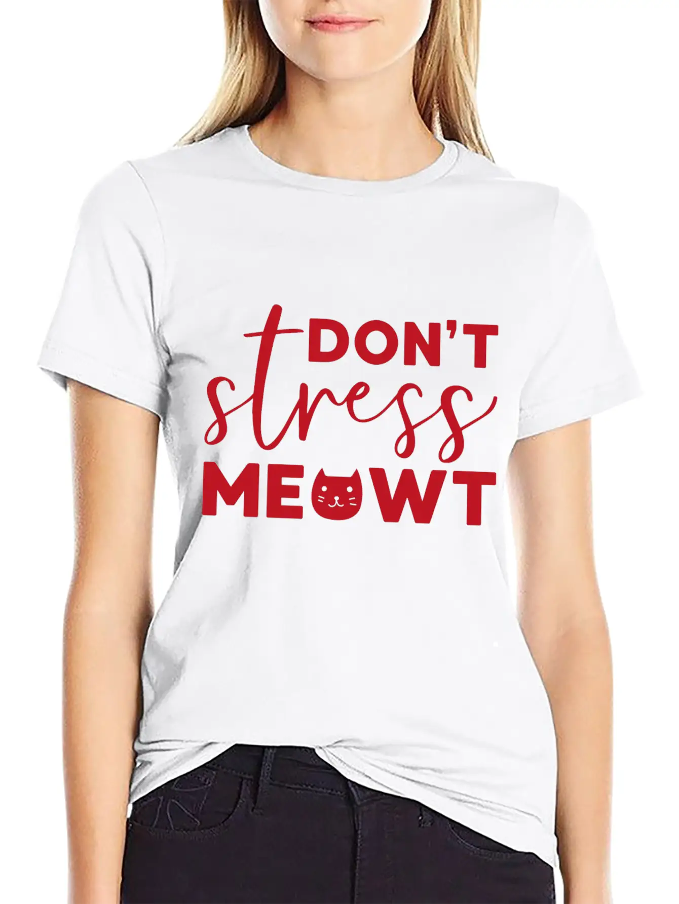 Don't Stress Meowt Gift Cat Pets Stylish Everyday T-Shirt – Unisex Basic Cotton Tee