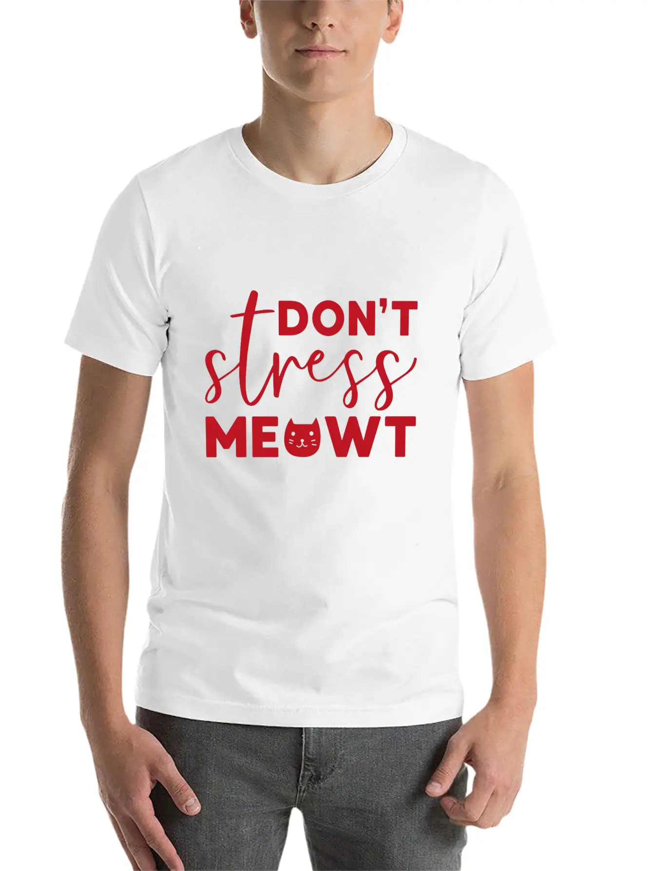 Don't Stress Meowt Gift Cat Pets Stylish Everyday T-Shirt – Unisex Basic Cotton Tee