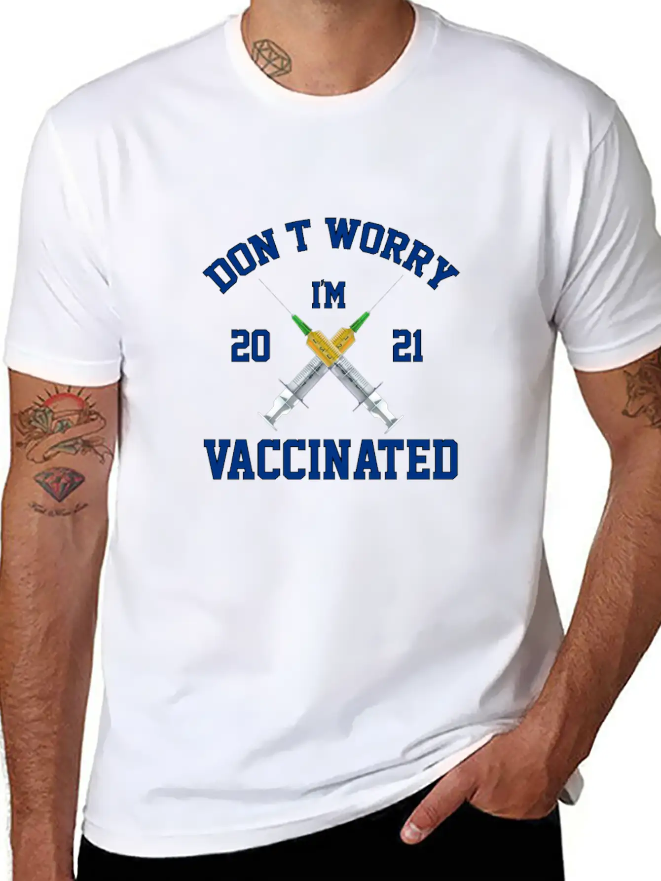 Don't Worry I'm Vaccinated Vaccine 2021 Basic Graphic T-Shirt – Daily Comfort In Soft Cotton