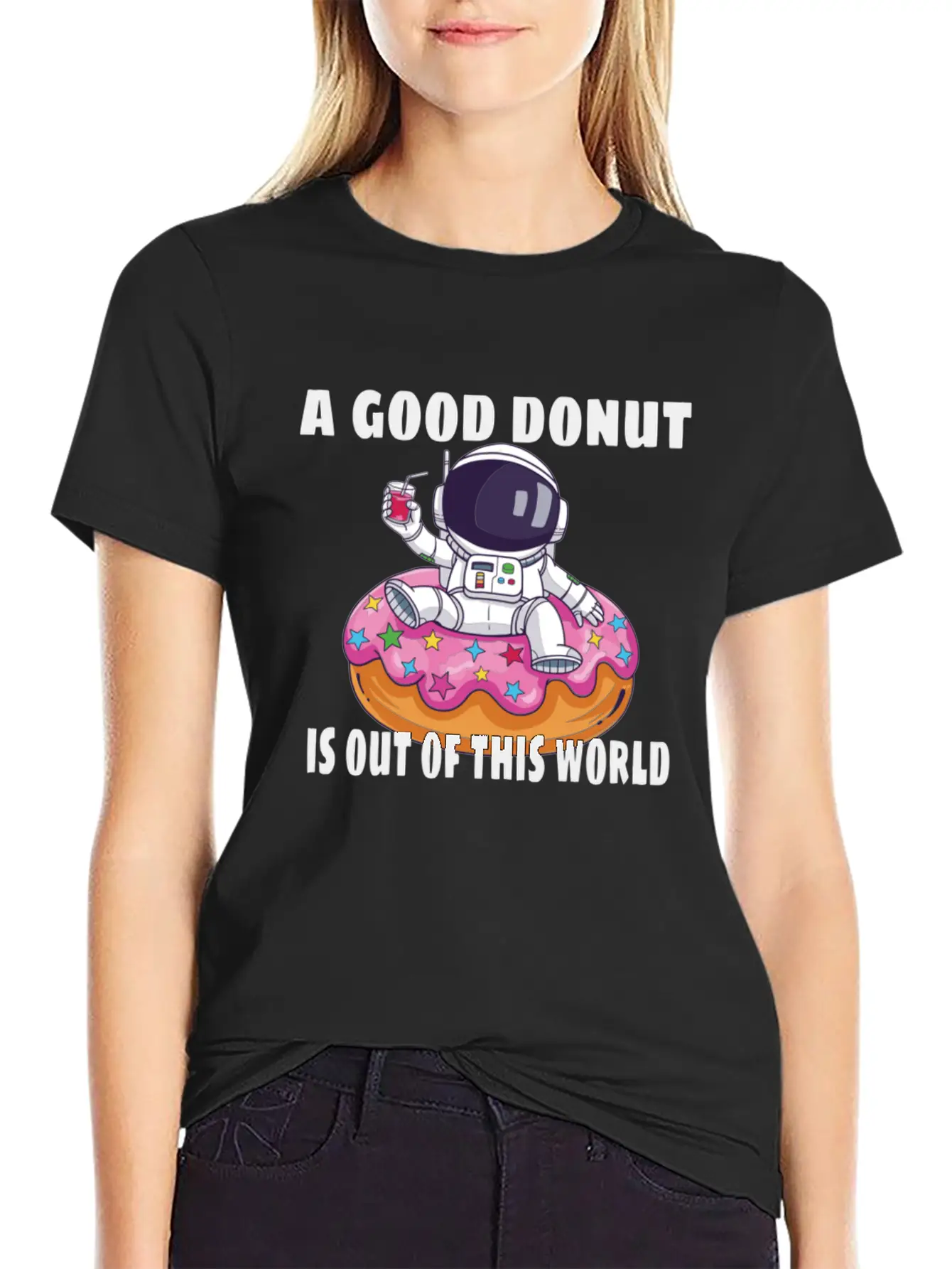 Donut Astronaut Astronomy Solar System Space Kids Stylish Everyday T-Shirt – Unisex Basic Cotton Tee