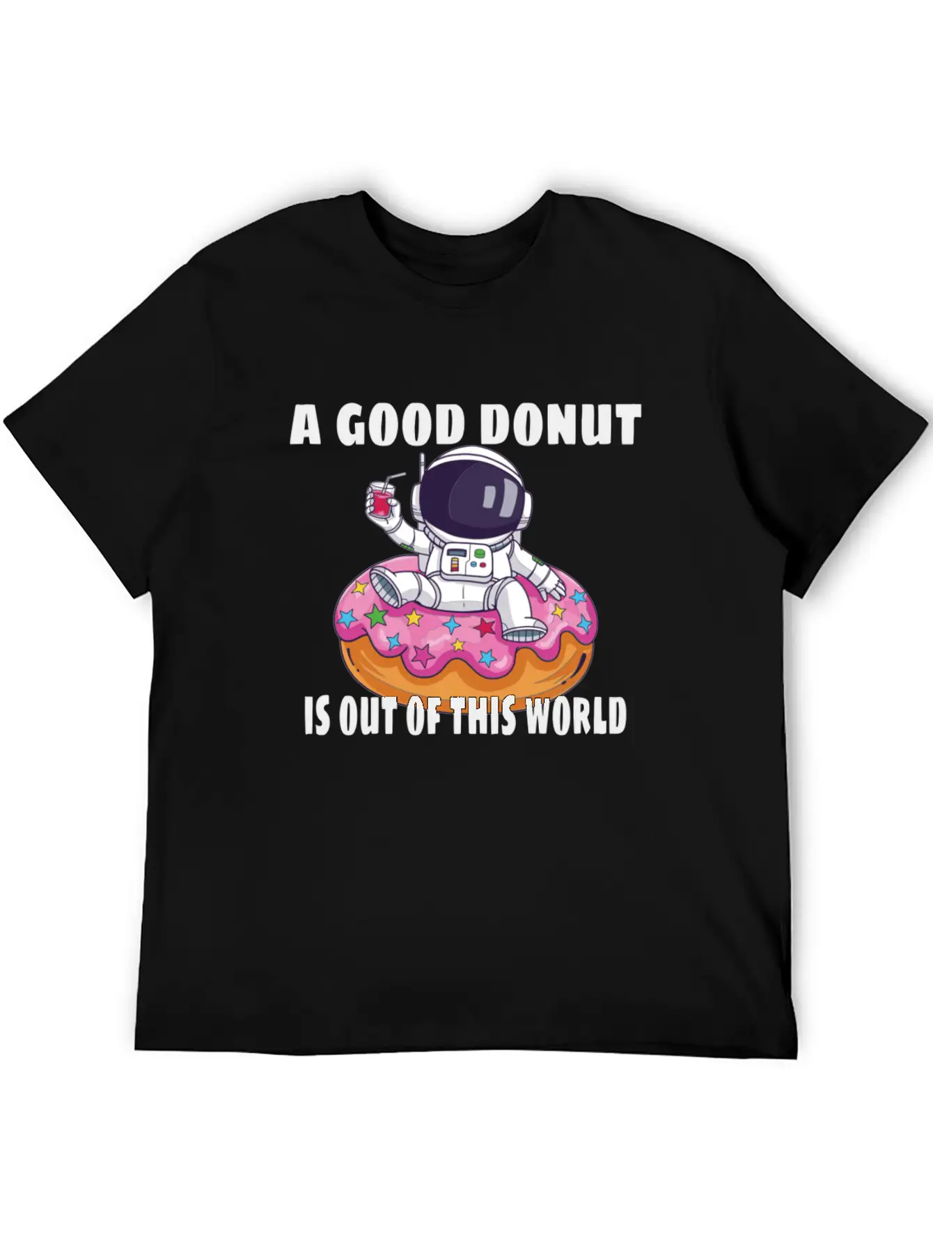 Donut Astronaut Astronomy Solar System Space Kids Stylish Everyday T-Shirt – Unisex Basic Cotton Tee