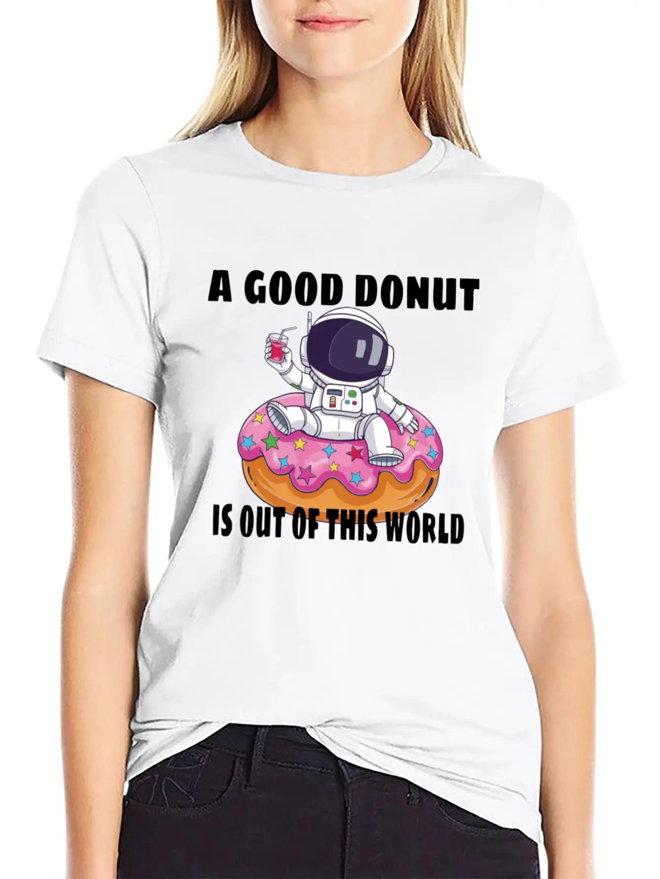 Donut Astronaut Astronomy Solar System Space Kids Stylish Everyday T-Shirt – Unisex Basic Cotton Tee