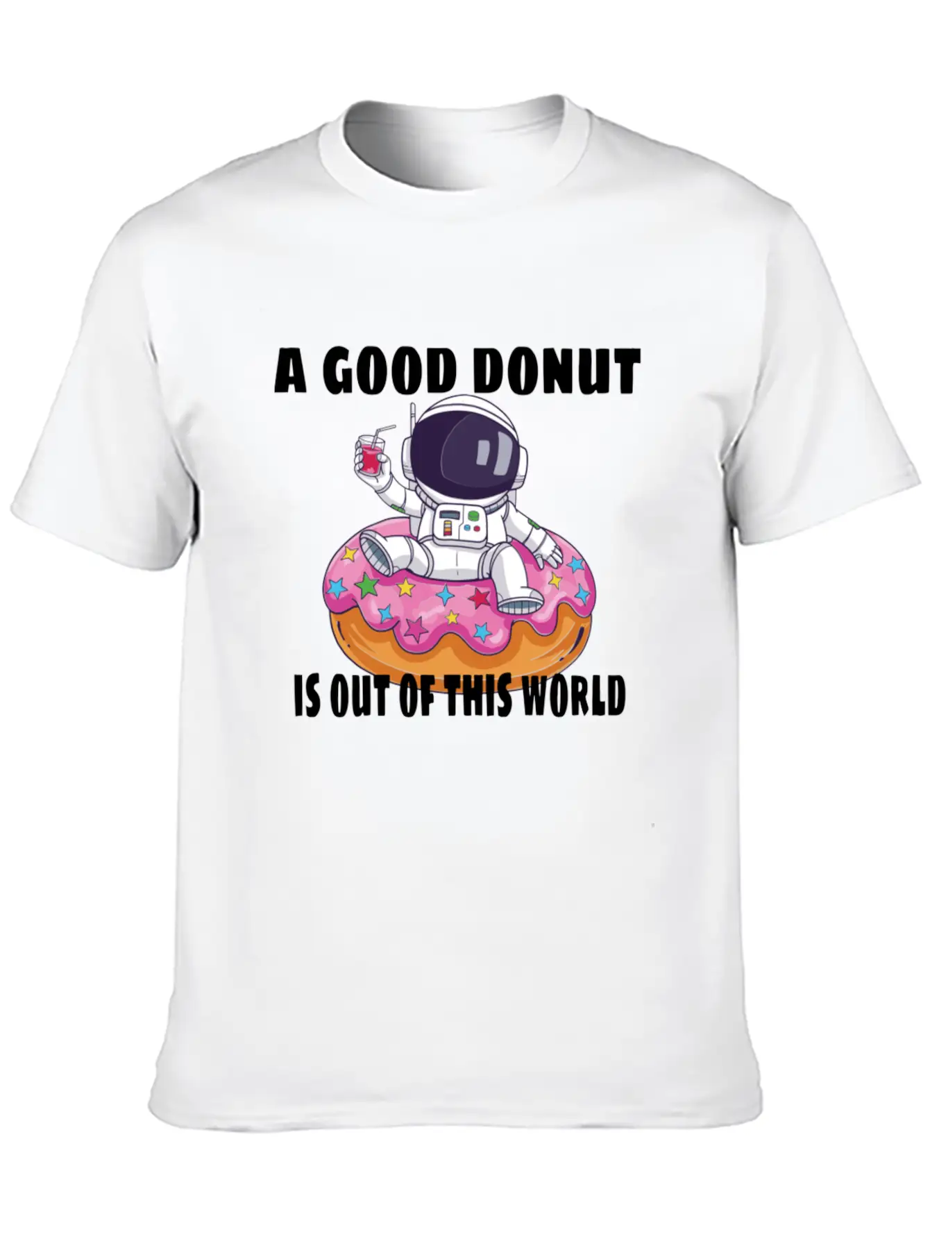 Donut Astronaut Astronomy Solar System Space Kids Stylish Everyday T-Shirt – Unisex Basic Cotton Tee