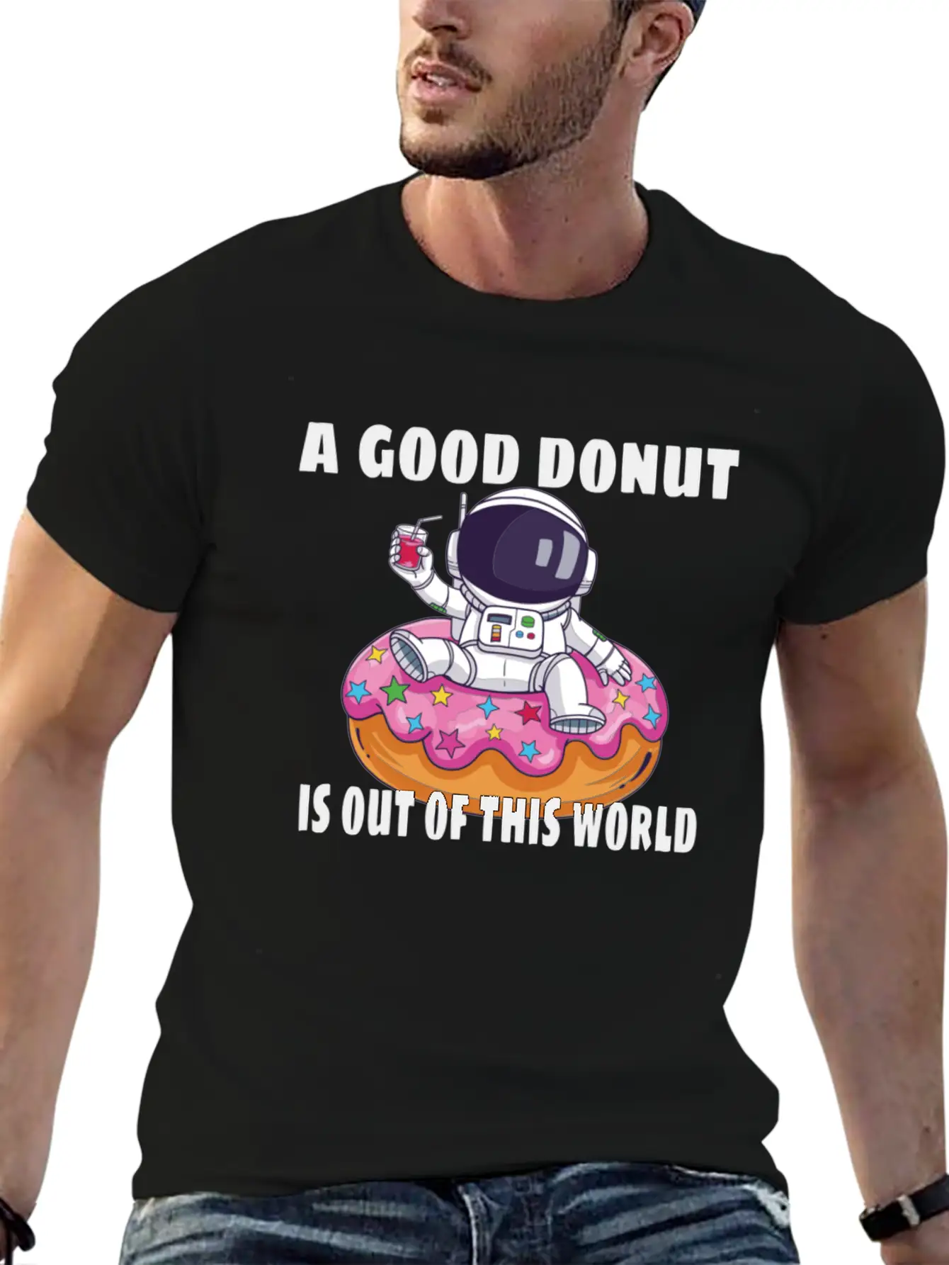 Donut Astronaut Astronomy Solar System Space Kids Stylish Everyday T-Shirt – Unisex Basic Cotton Tee