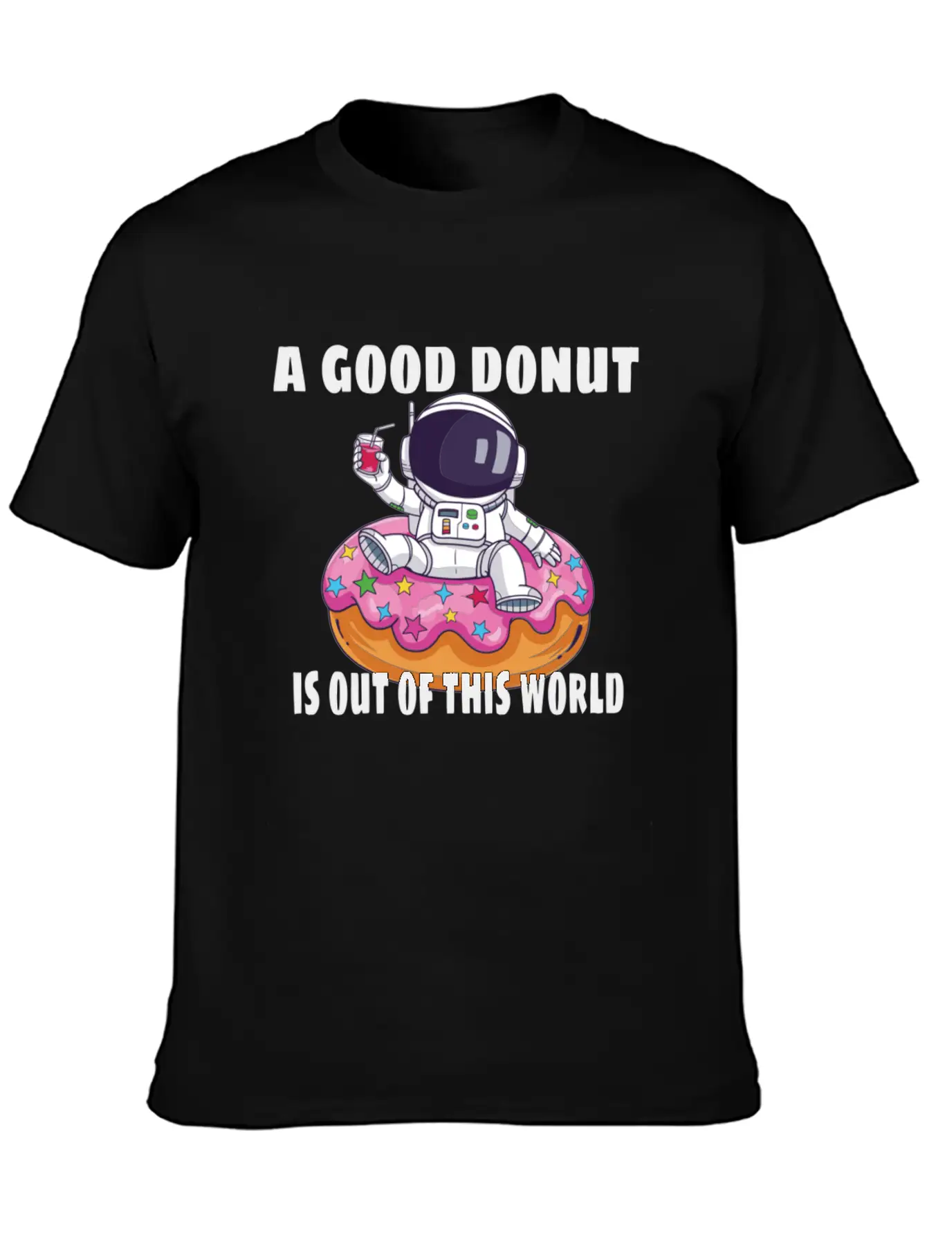 Donut Astronaut Astronomy Solar System Space Kids Stylish Everyday T-Shirt – Unisex Basic Cotton Tee