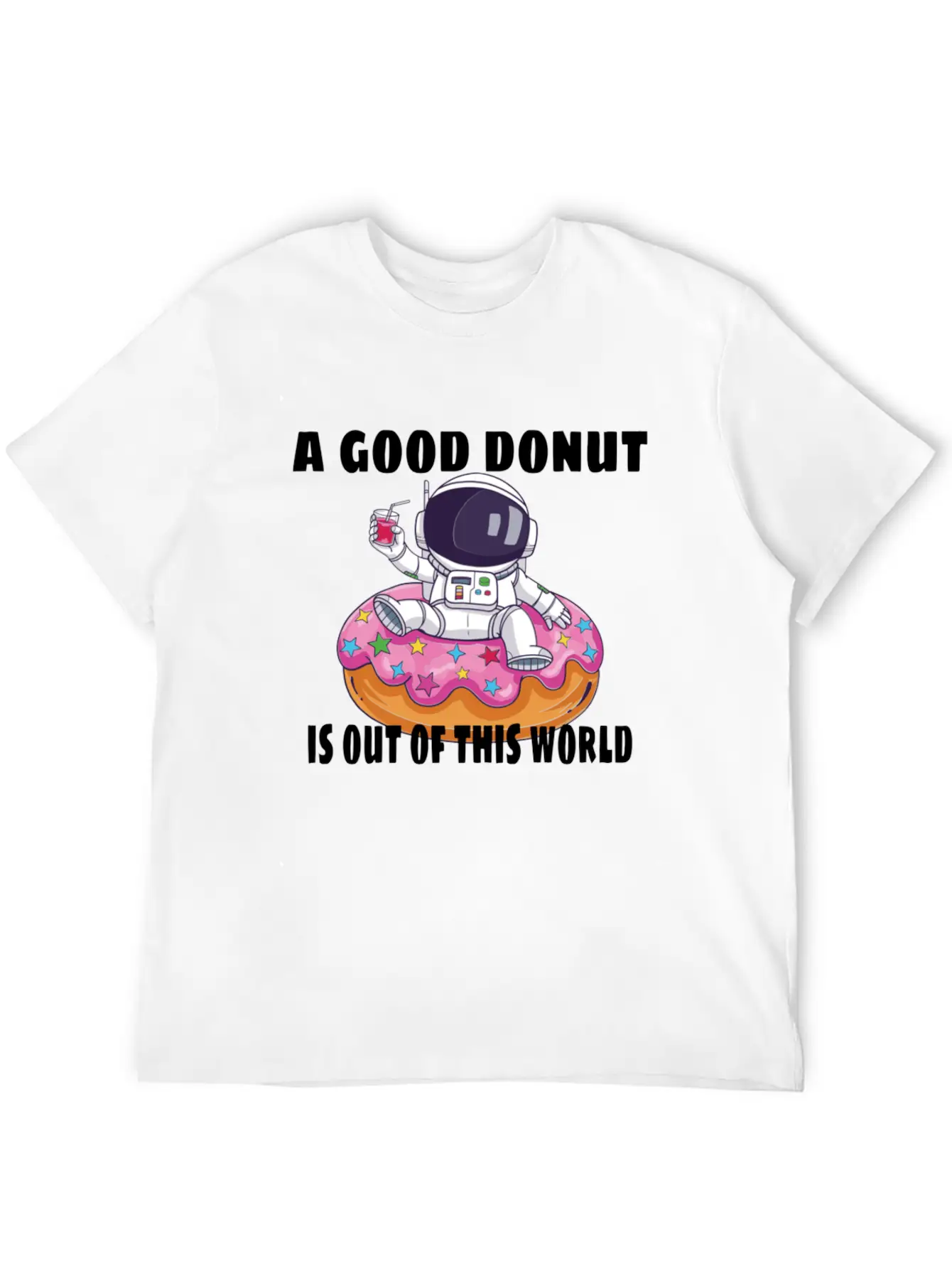 Donut Astronaut Astronomy Solar System Space Kids Stylish Everyday T-Shirt – Unisex Basic Cotton Tee