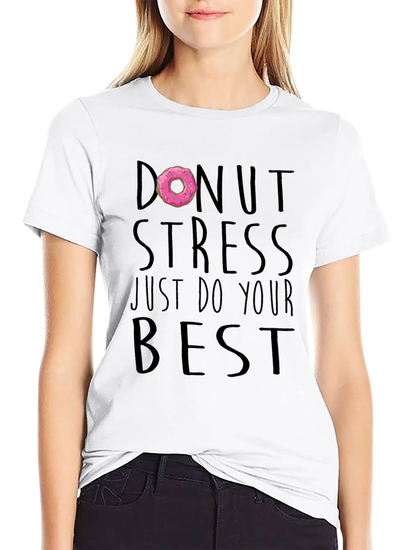 Donut Stress Just Do Your Best Teacher Testing Day Timeless Short Sleeve Tee – Comfy And Minimalist Design