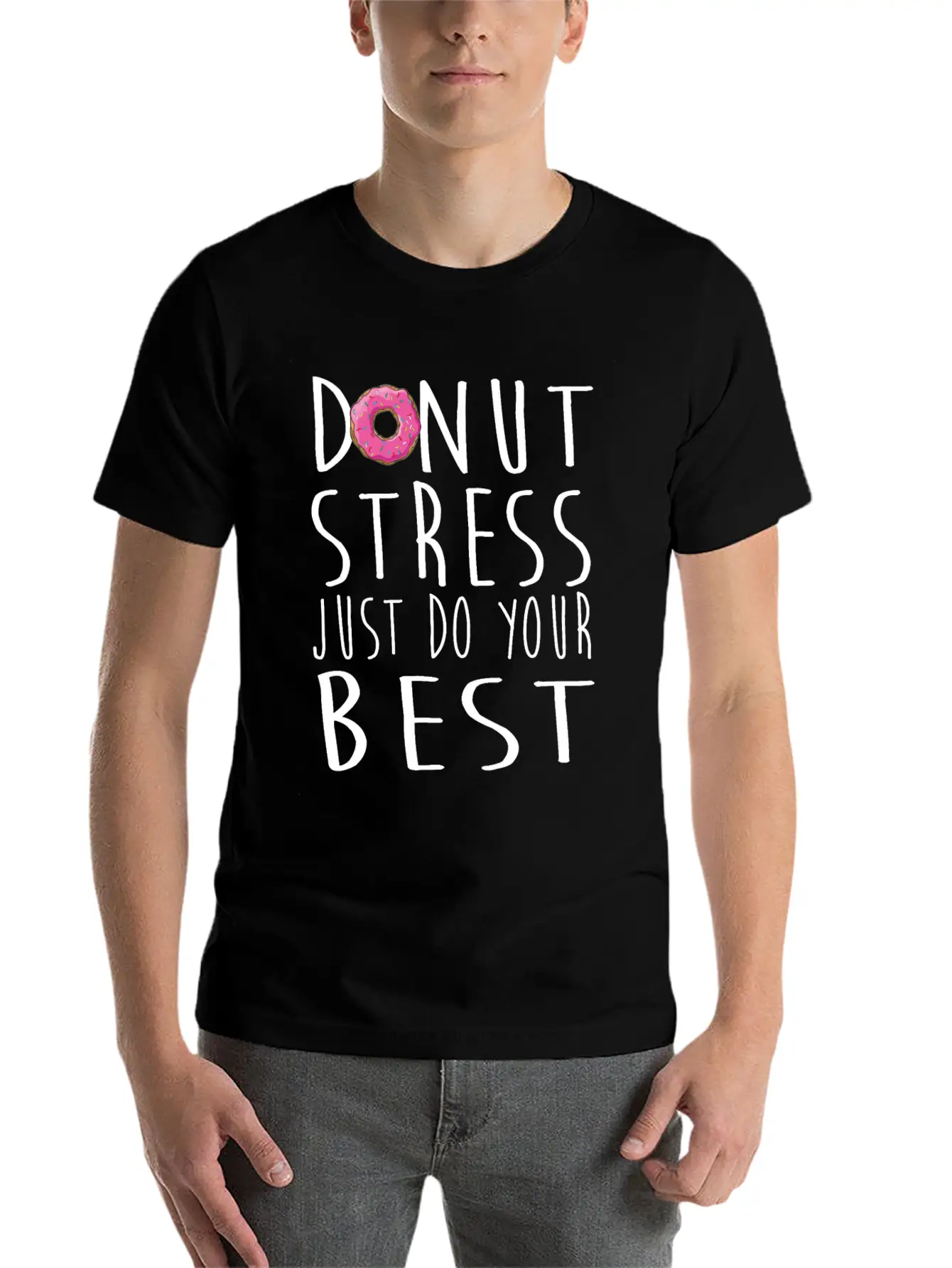 Donut Stress Just Do Your Best Teacher Testing Day Timeless Short Sleeve Tee – Comfy And Minimalist Design