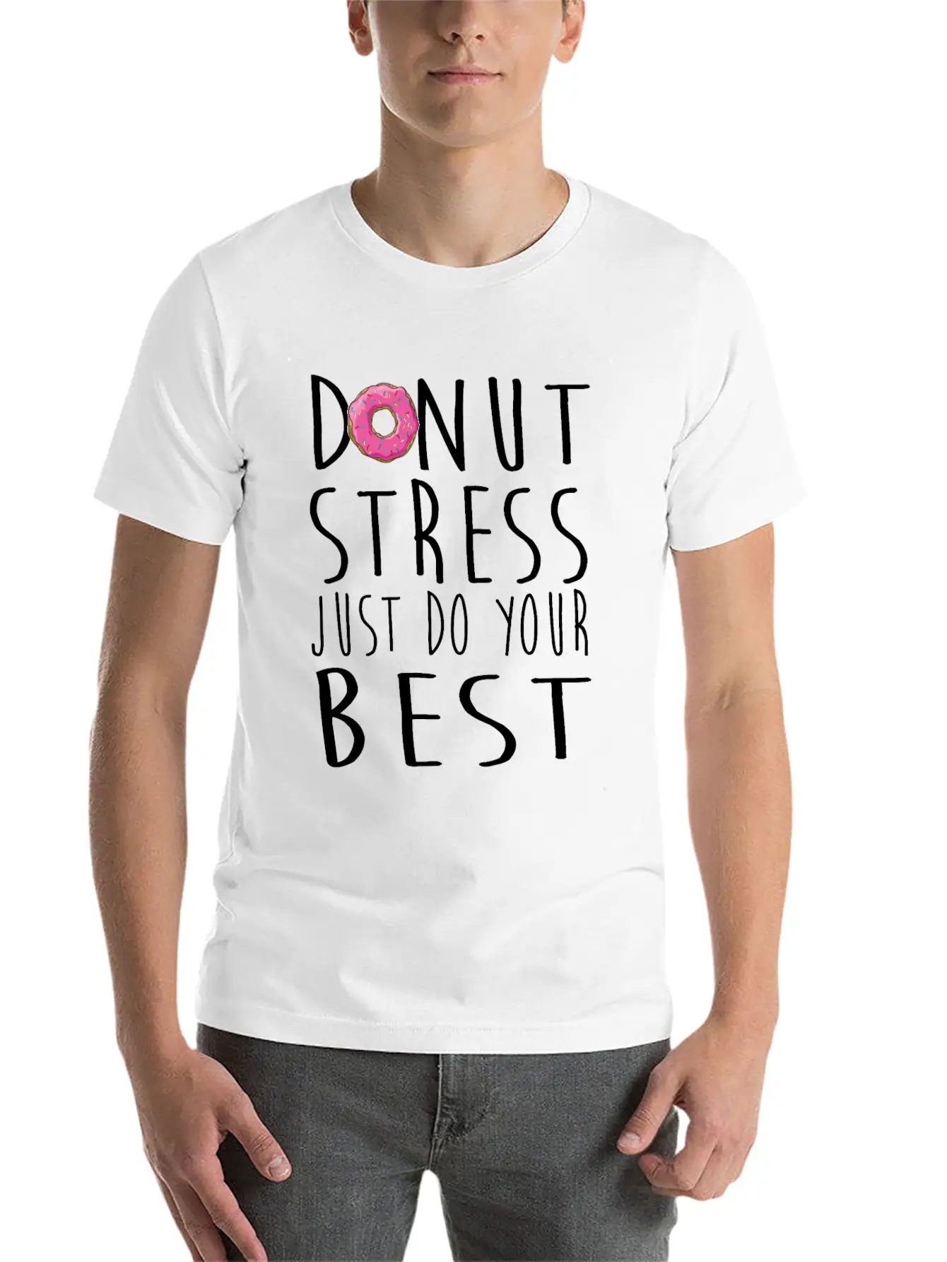Donut Stress Just Do Your Best Teacher Testing Day Timeless Short Sleeve Tee – Comfy And Minimalist Design