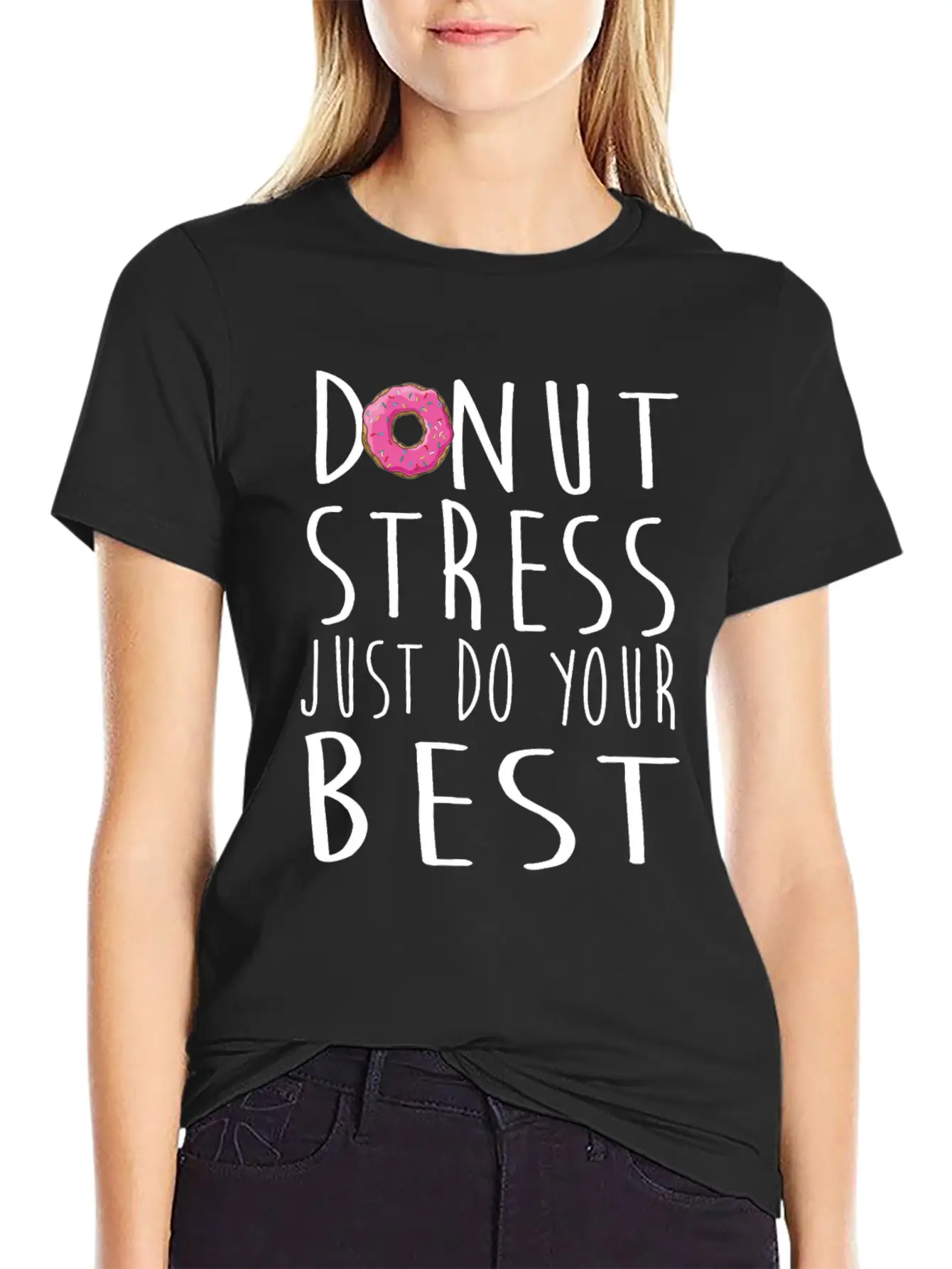Donut Stress Just Do Your Best Teacher Testing Day Timeless Short Sleeve Tee – Comfy And Minimalist Design