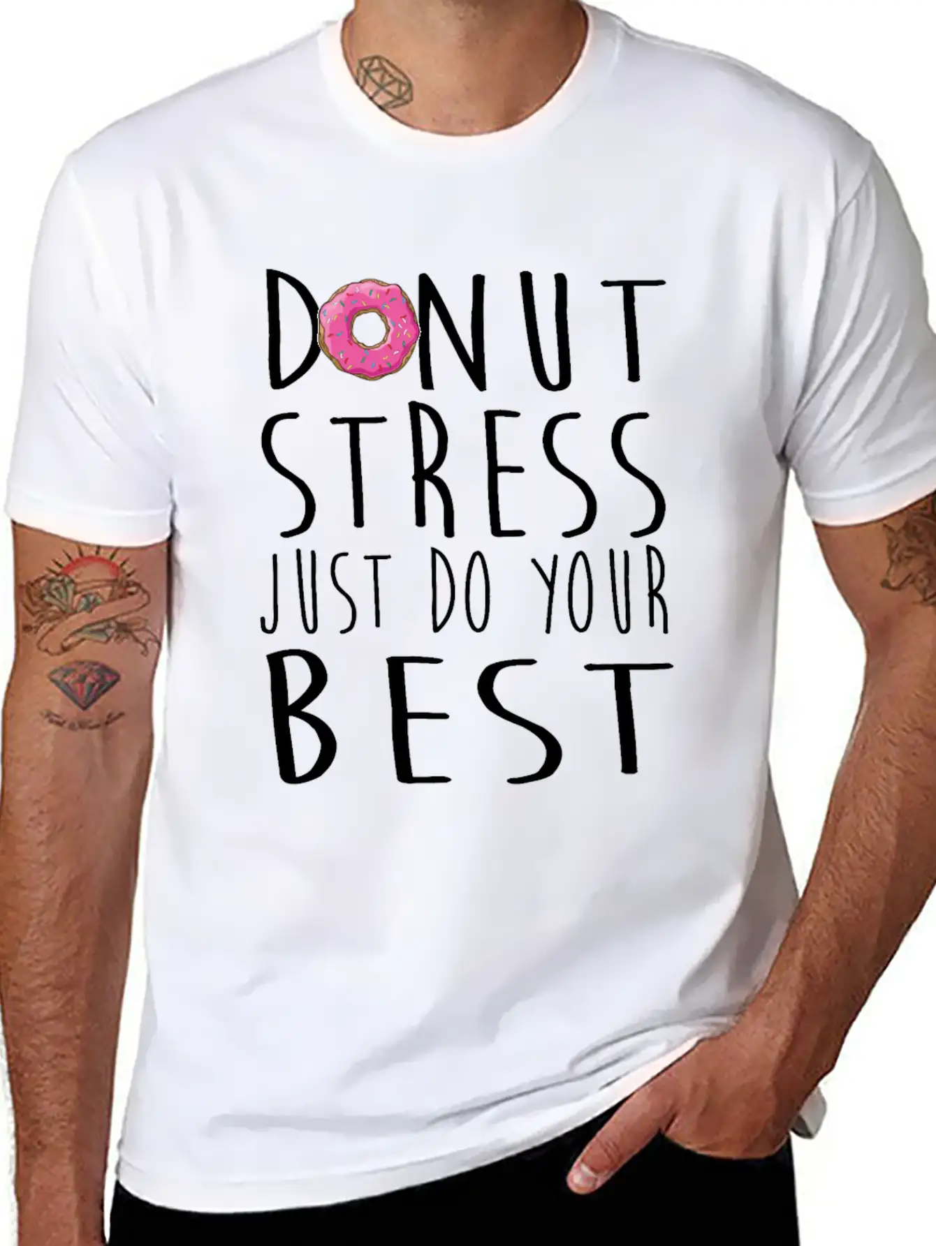 Donut Stress Just Do Your Best Teacher Testing Day Timeless Short Sleeve Tee – Comfy And Minimalist Design