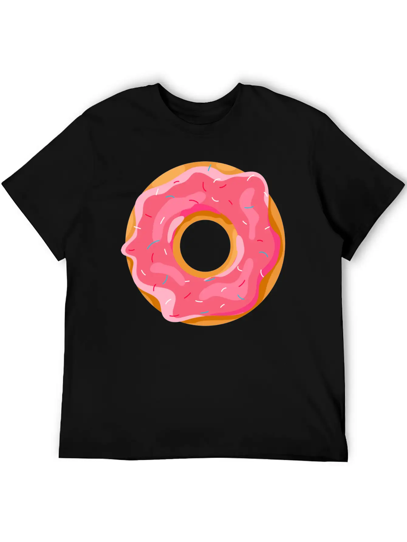 Donut With Pink Frosting And Sprinkles Unisex Short Sleeve Soft Cotton T-Shirt – Casual Everyday Wear