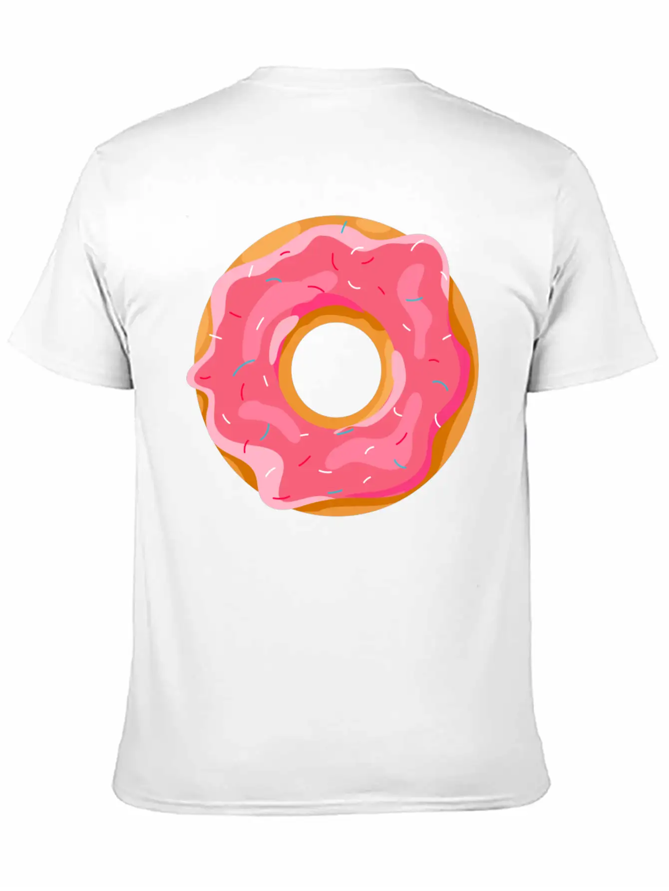 Donut With Pink Frosting And Sprinkles Unisex Short Sleeve Soft Cotton T-Shirt – Casual Everyday Wear
