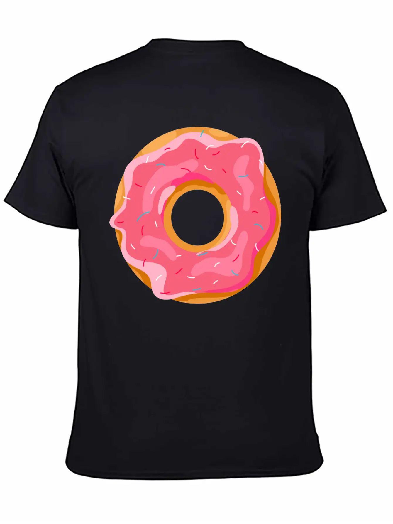 Donut With Pink Frosting And Sprinkles Unisex Short Sleeve Soft Cotton T-Shirt – Casual Everyday Wear