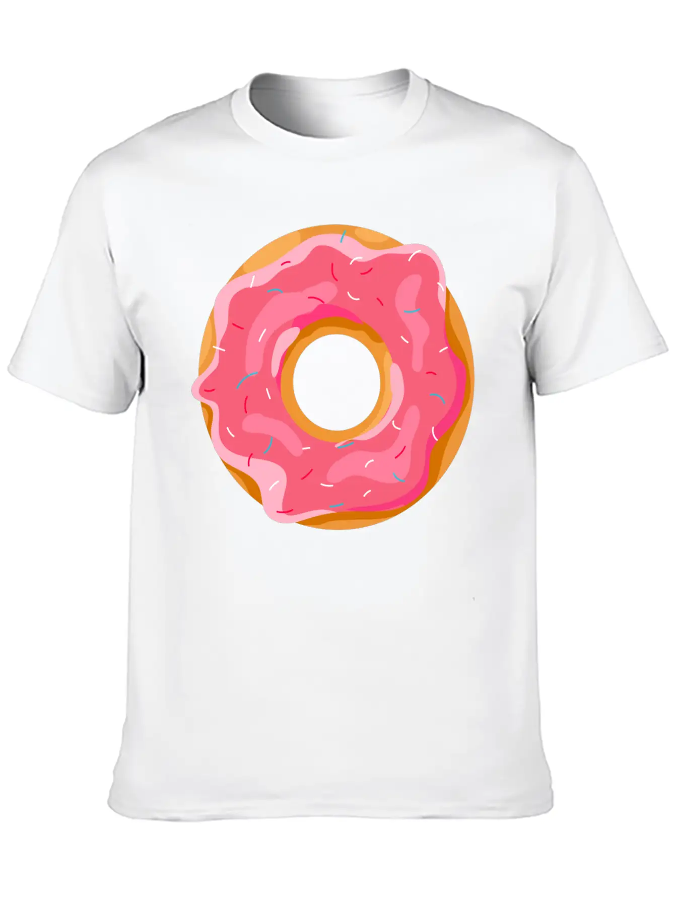 Donut With Pink Frosting And Sprinkles Unisex Short Sleeve Soft Cotton T-Shirt – Casual Everyday Wear